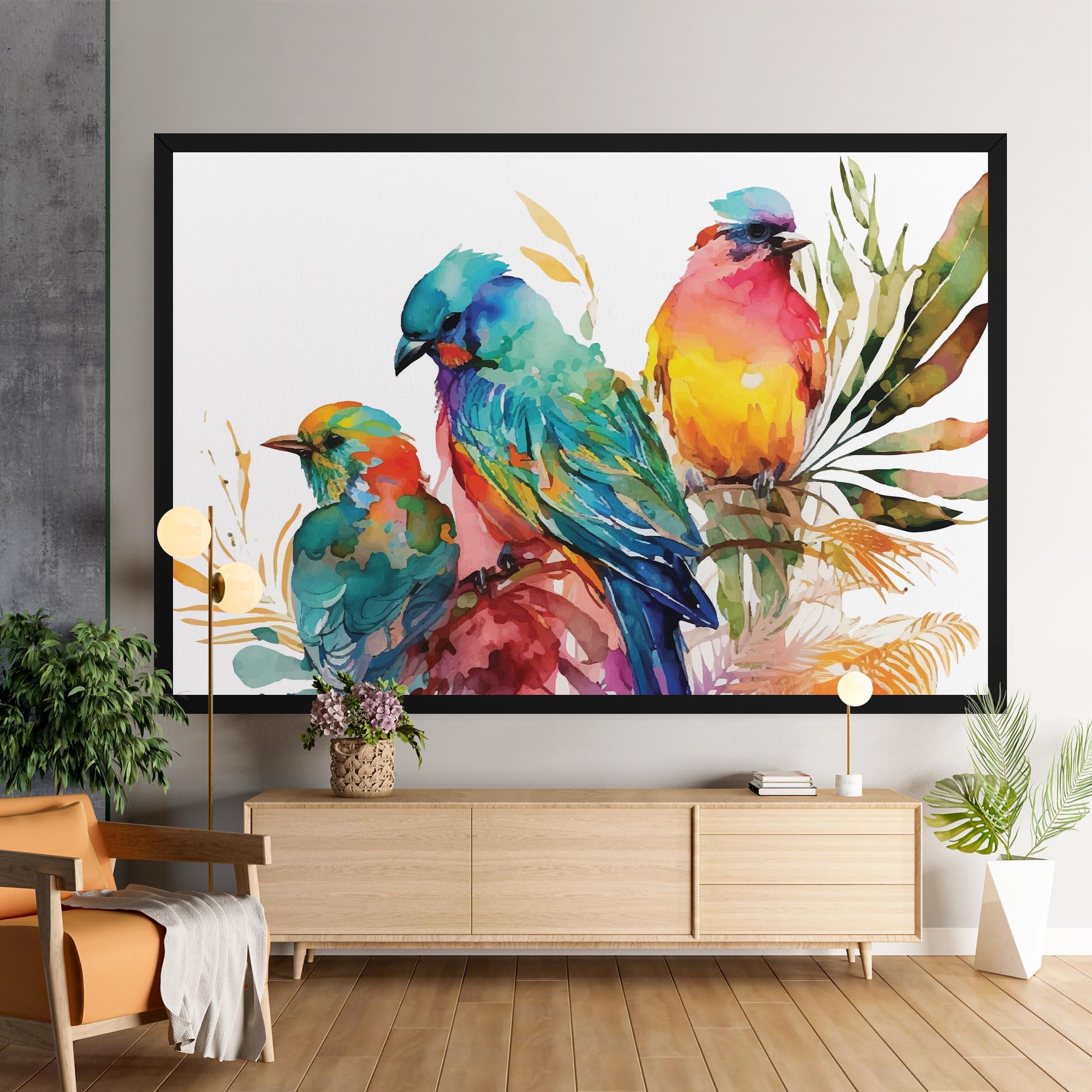 Leinwandbild Colorful Birds mockup 9