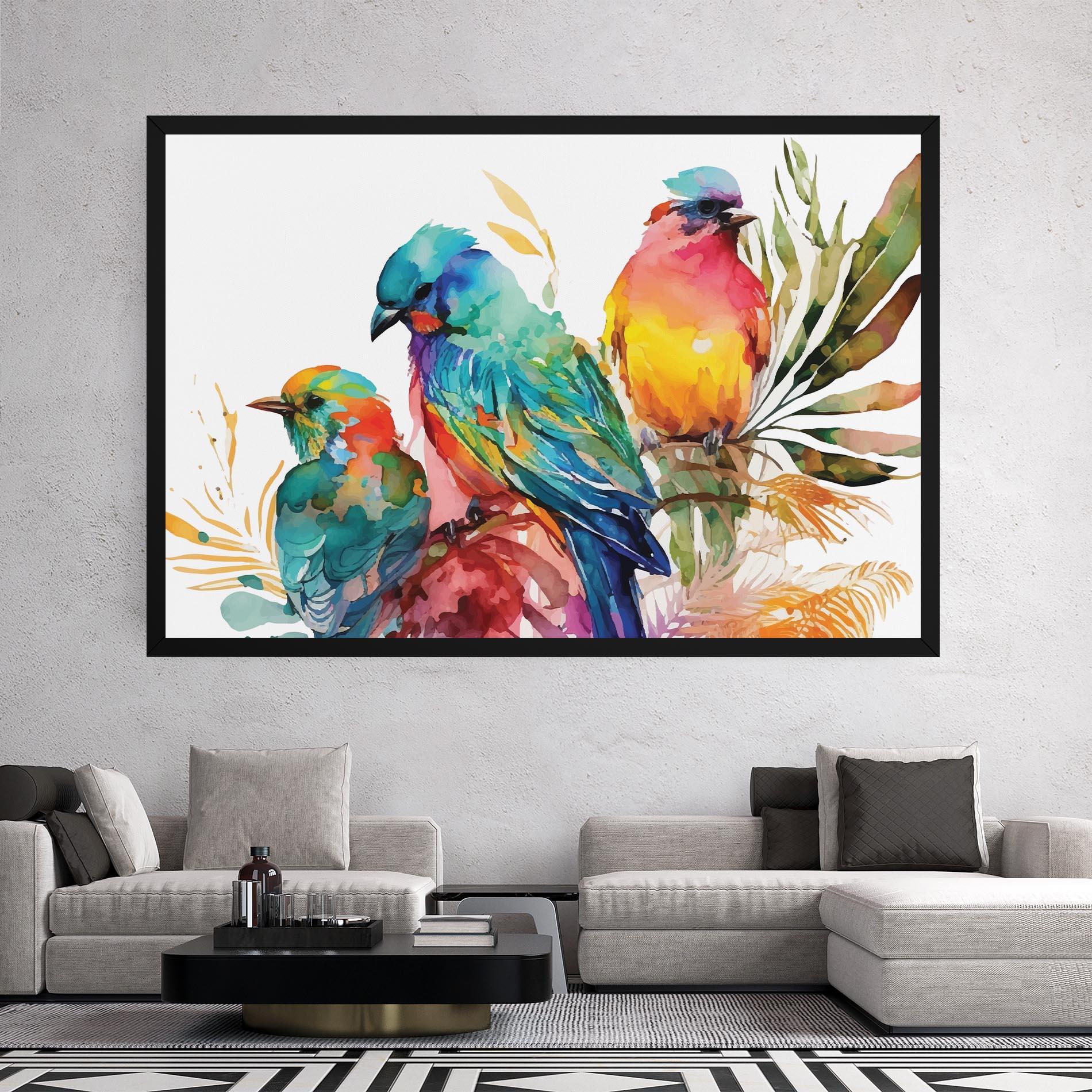 Leinwandbild Colorful Birds mockup 2
