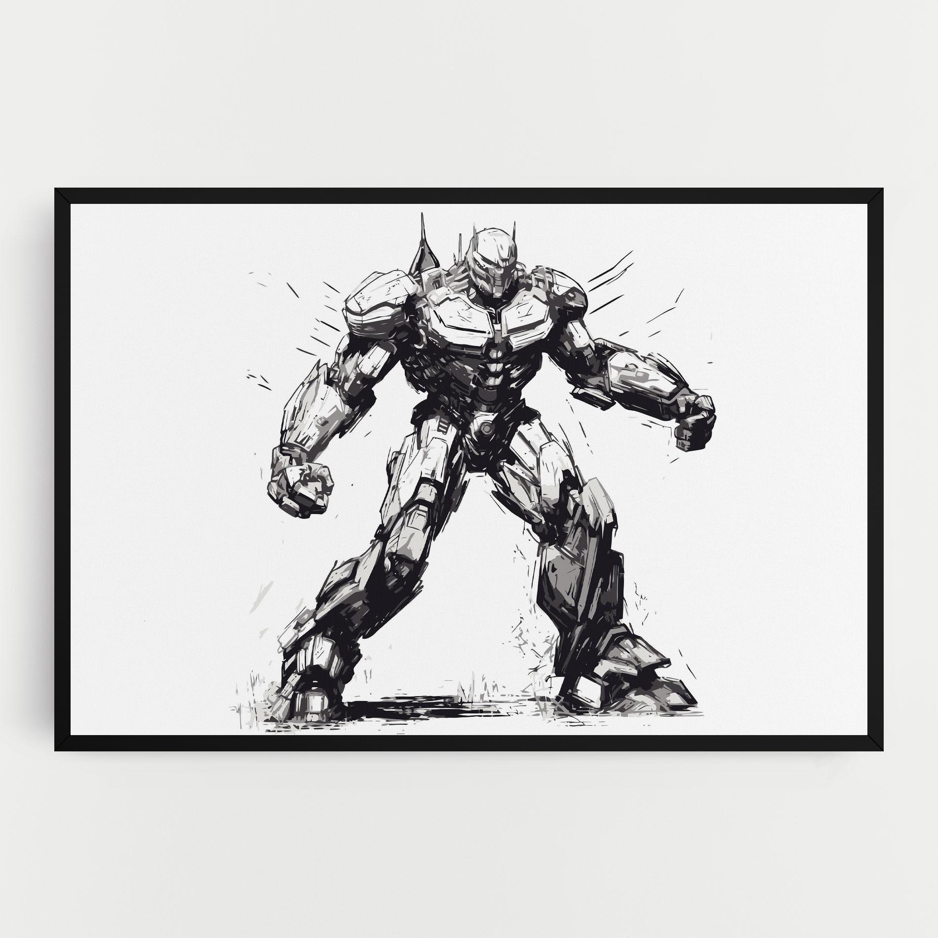 Leinwandbild Grey White Robot mockup 0