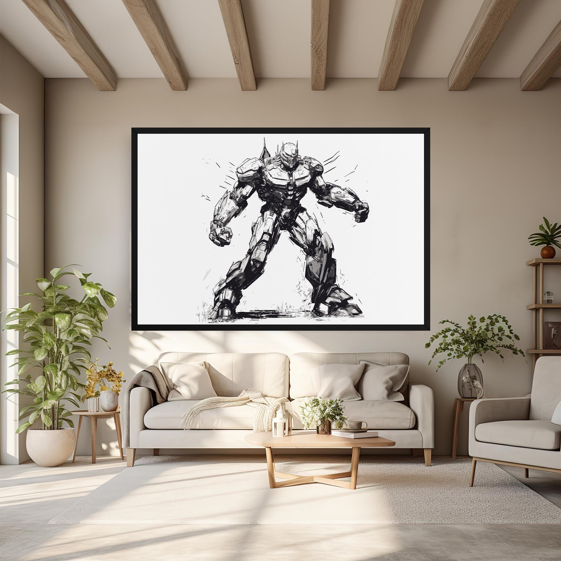 Leinwandbild Grey White Robot mockup 6