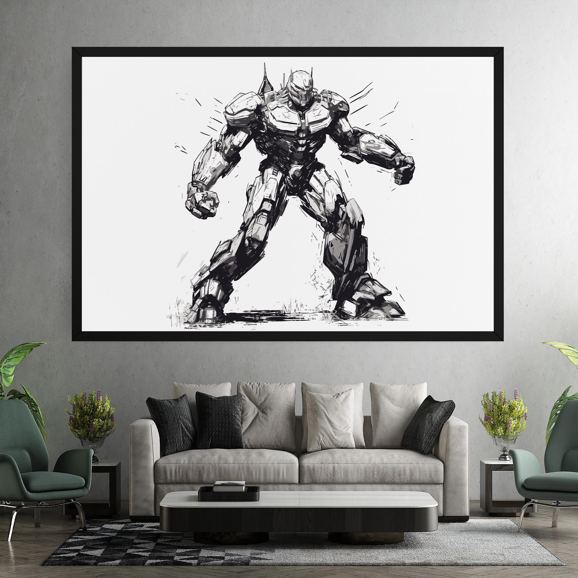 Leinwandbild Grey White Robot mockup 7