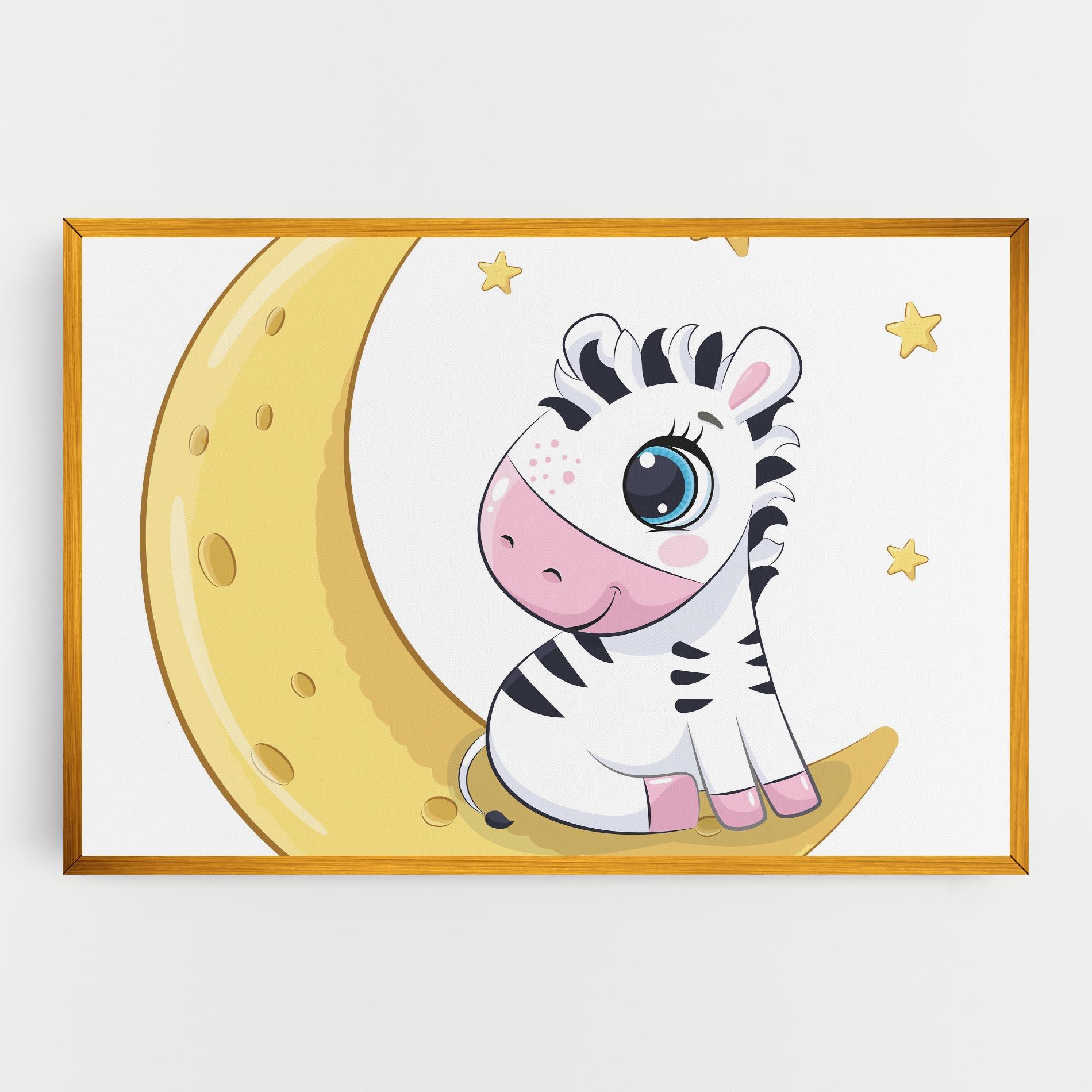Leinwandbild Cute Zebra Moon mockup 0