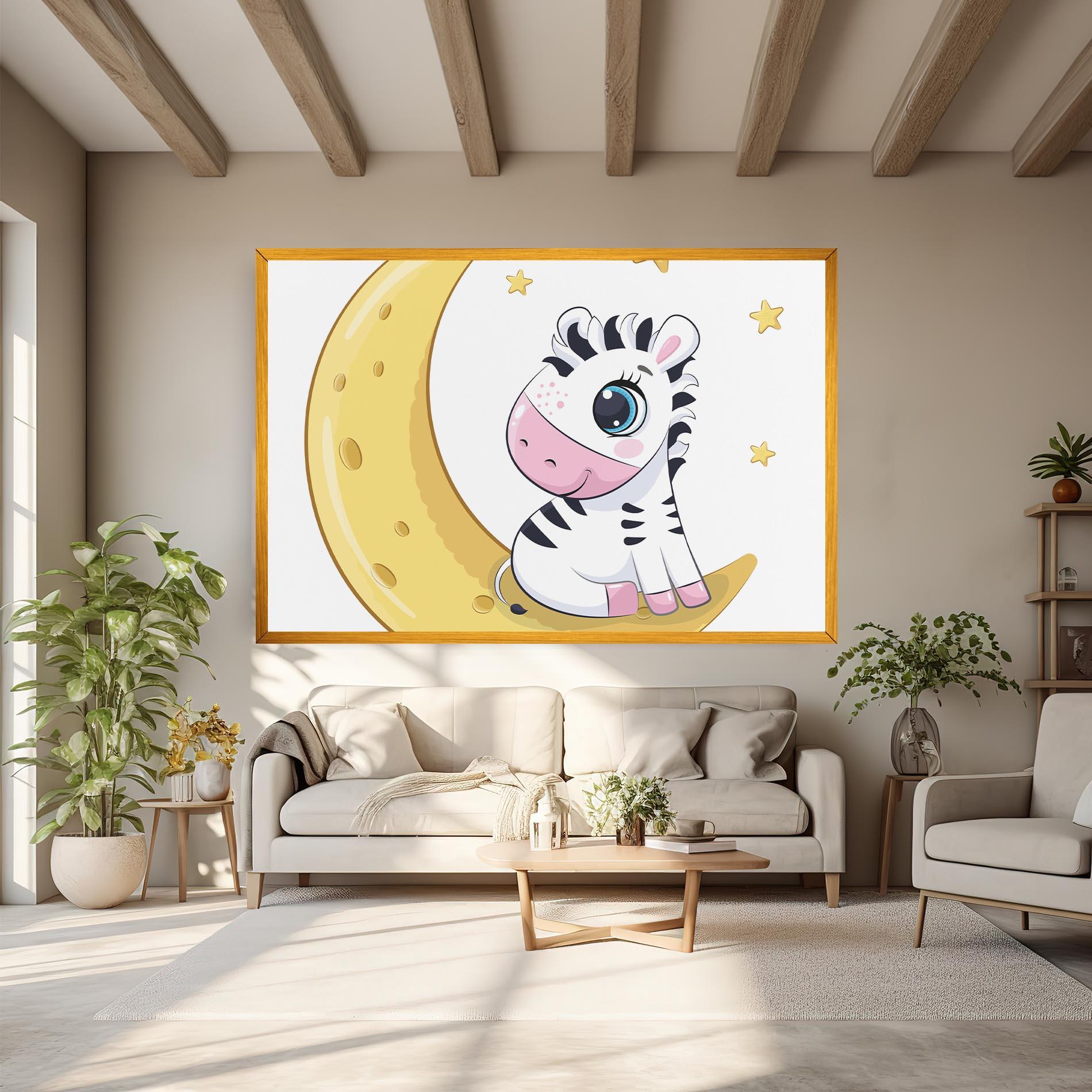 Leinwandbild Cute Zebra Moon mockup 6