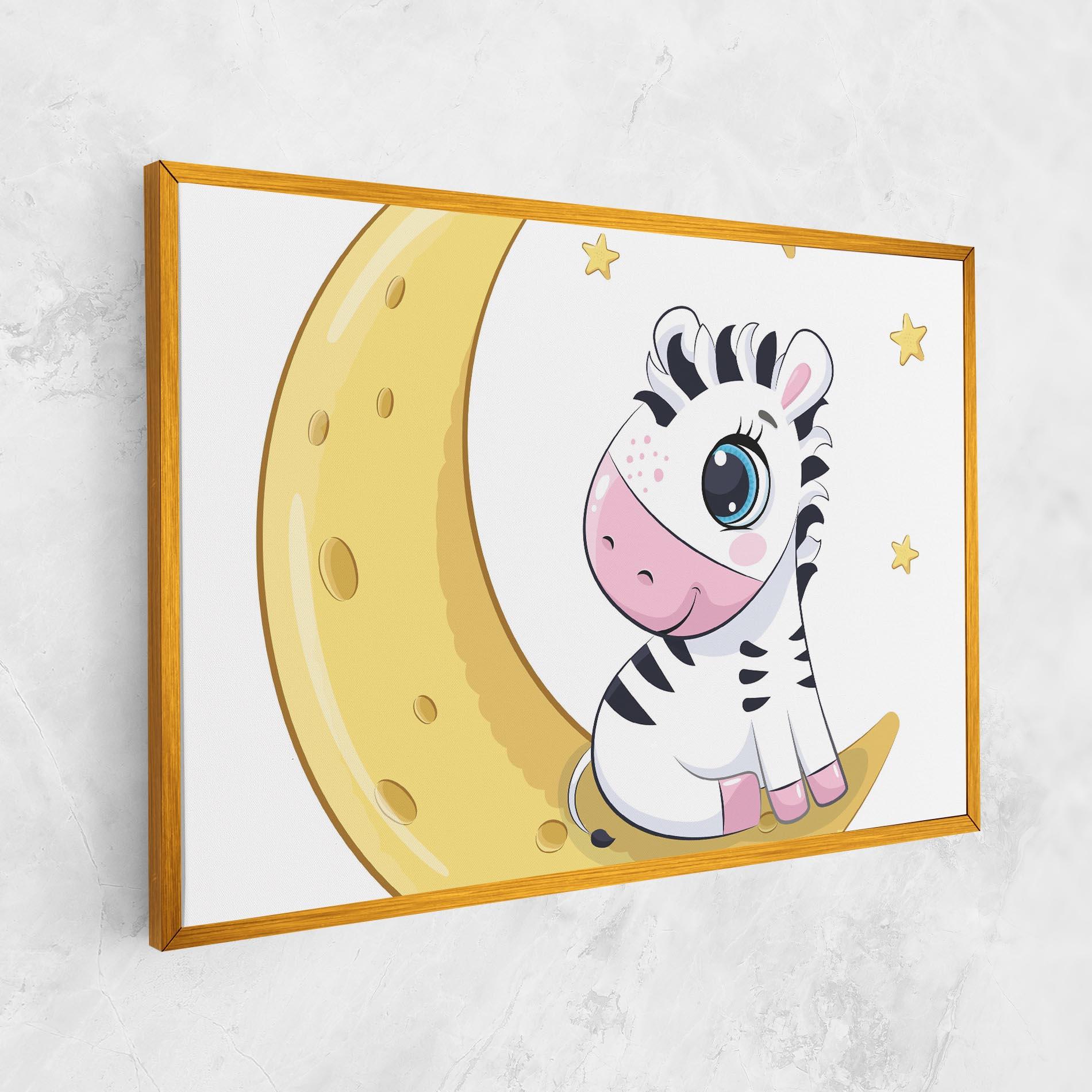 Leinwandbild Cute Zebra Moon mockup 1