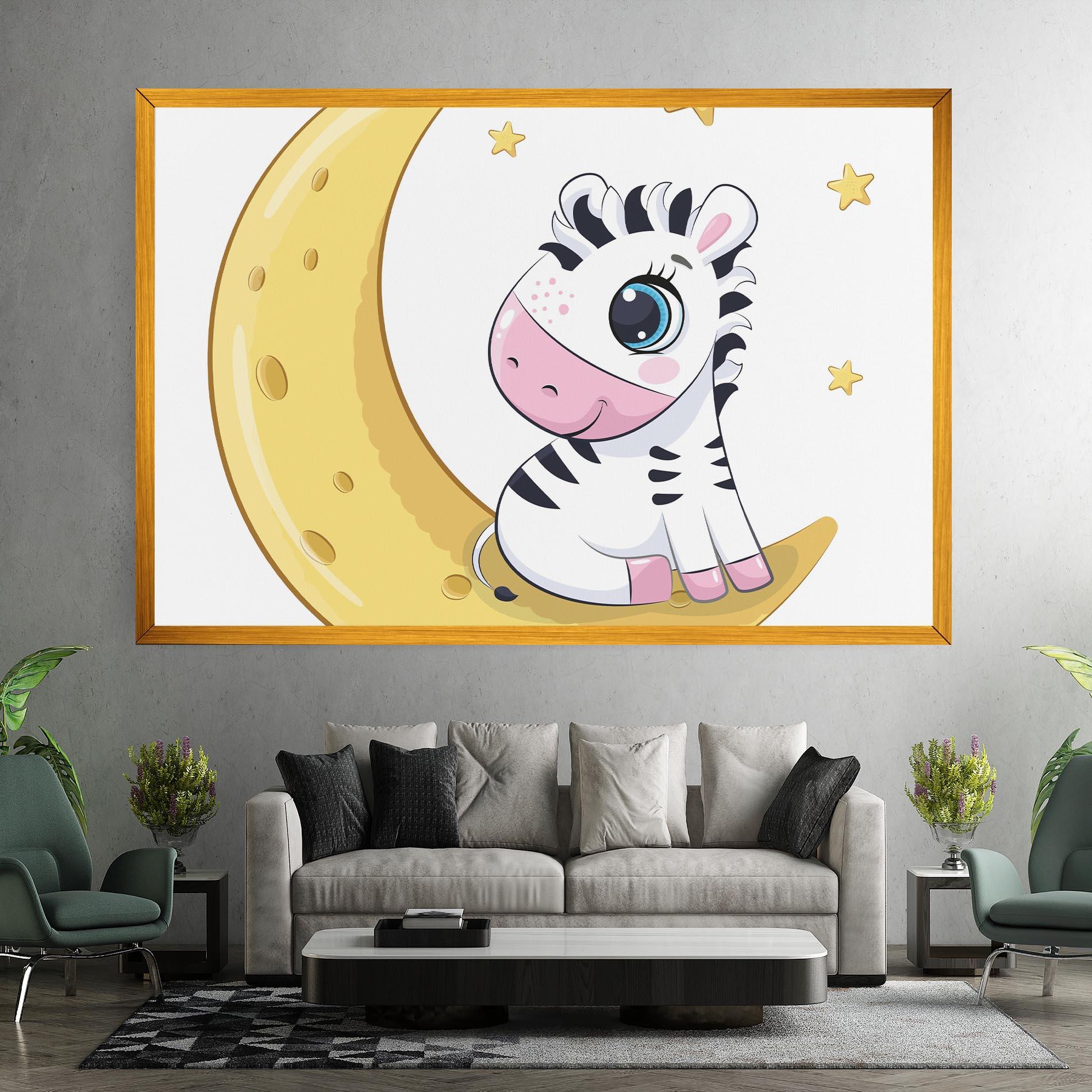 Leinwandbild Cute Zebra Moon mockup 7