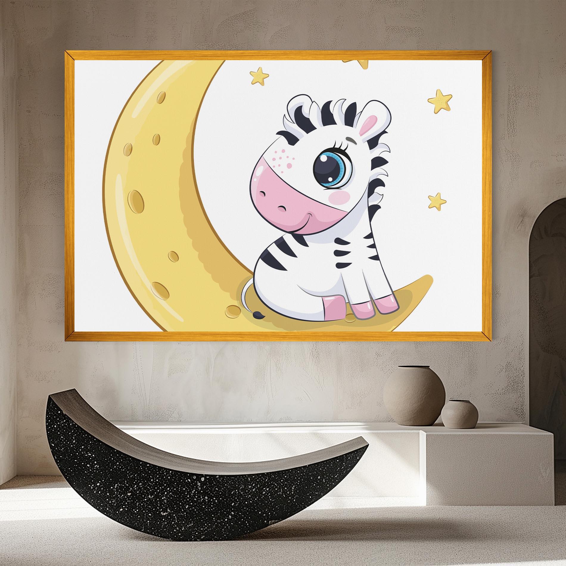 Leinwandbild Cute Zebra Moon mockup 8