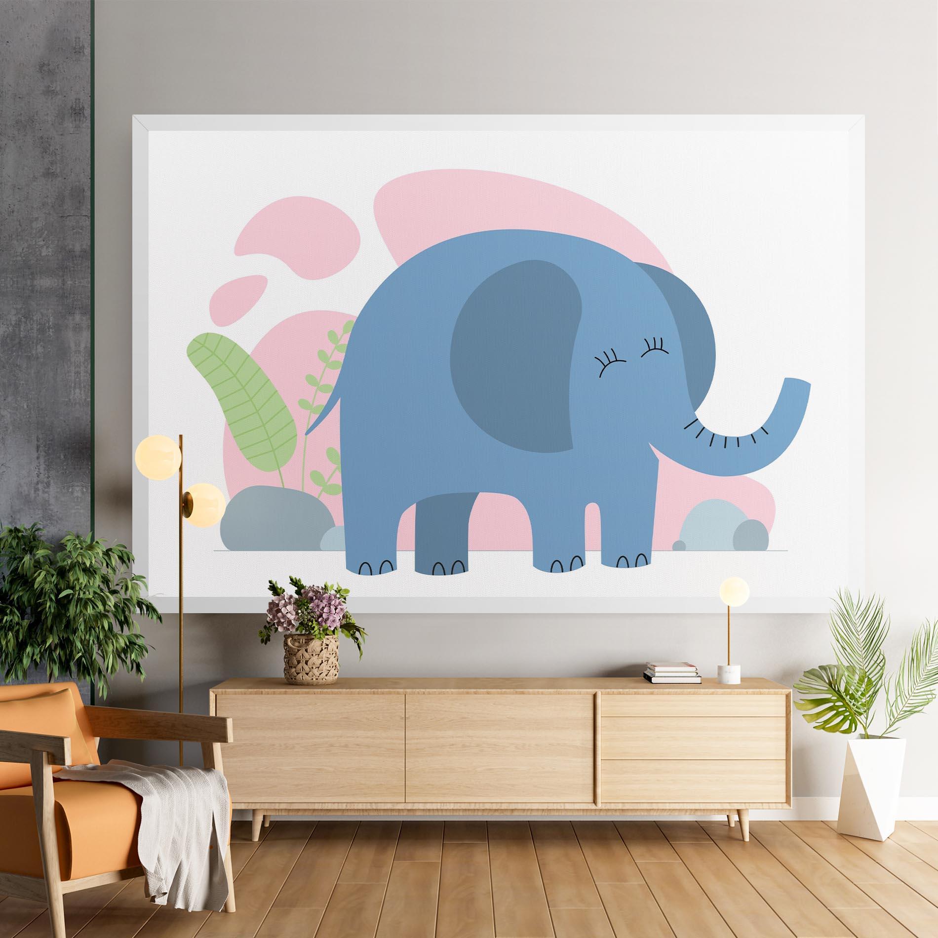 Leinwandbild Leaf Cute Elephant mockup 9
