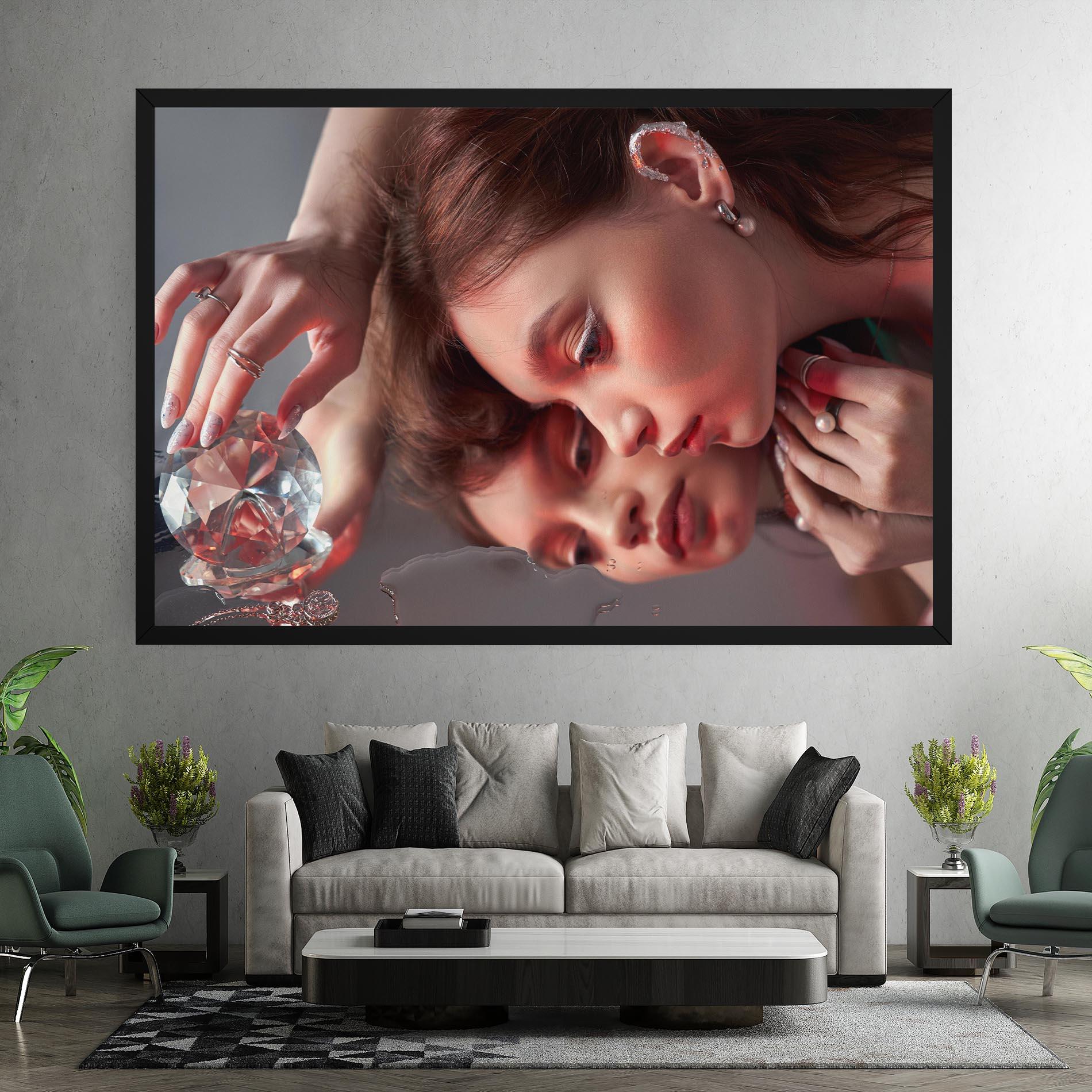 Leinwandbild Big Diamond Hand mockup 7