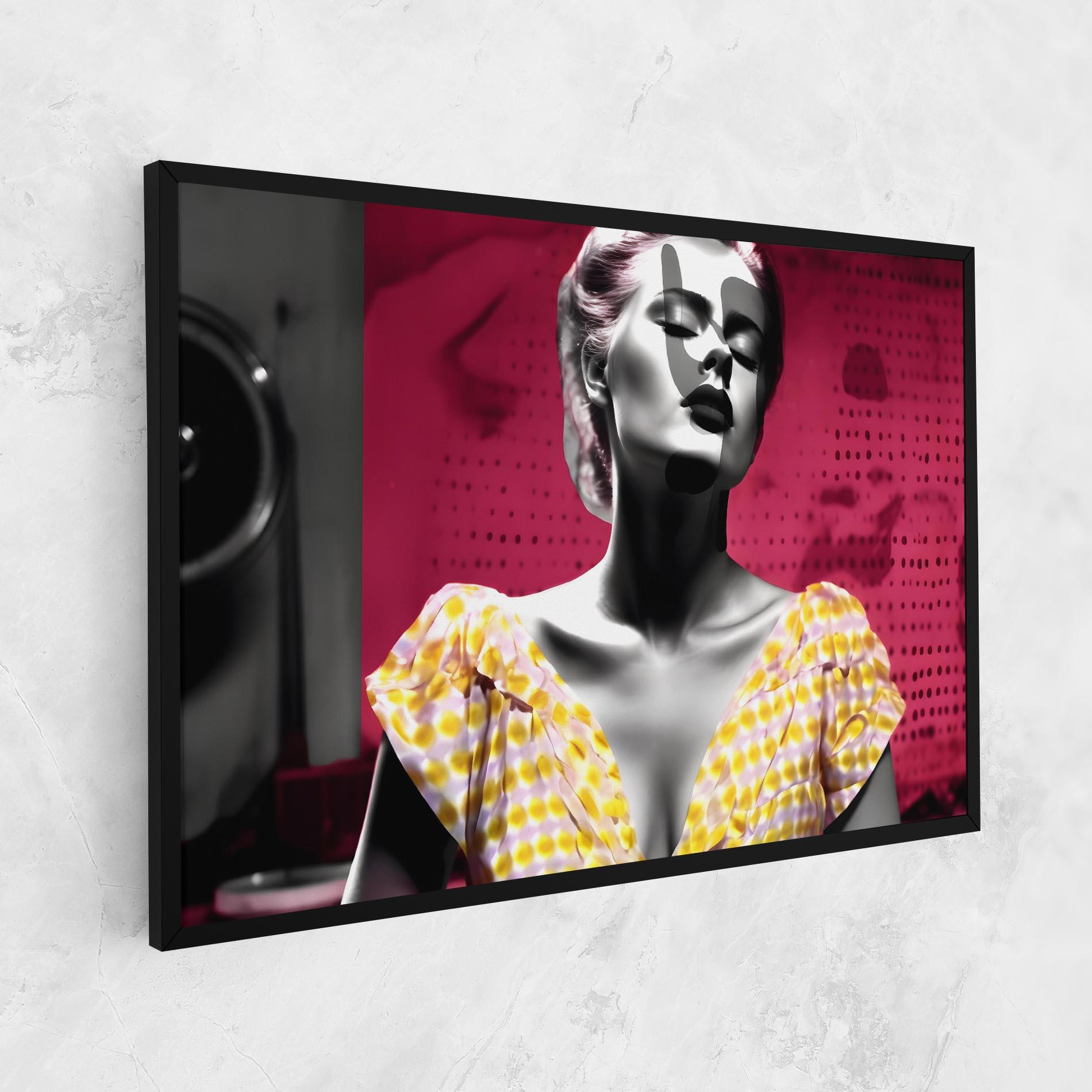 Leinwandbild Yellow Dress On Pink mockup 1