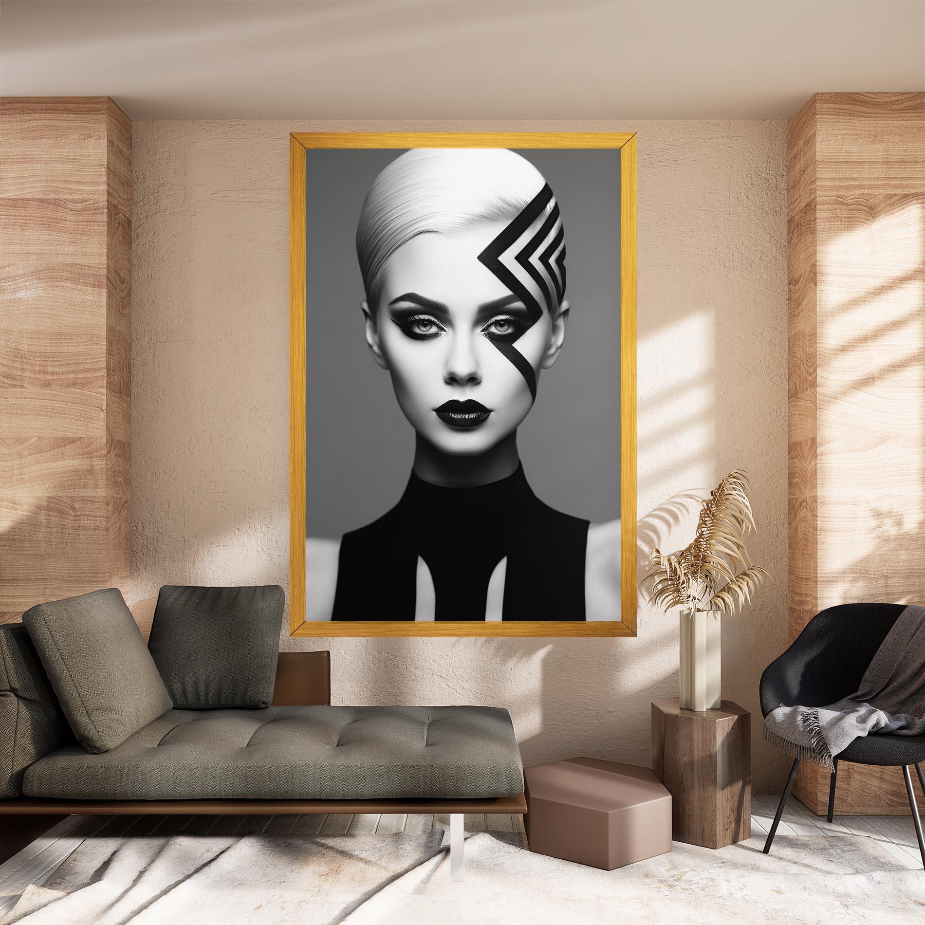 Leinwandbild Black Lines On Face mockup 8