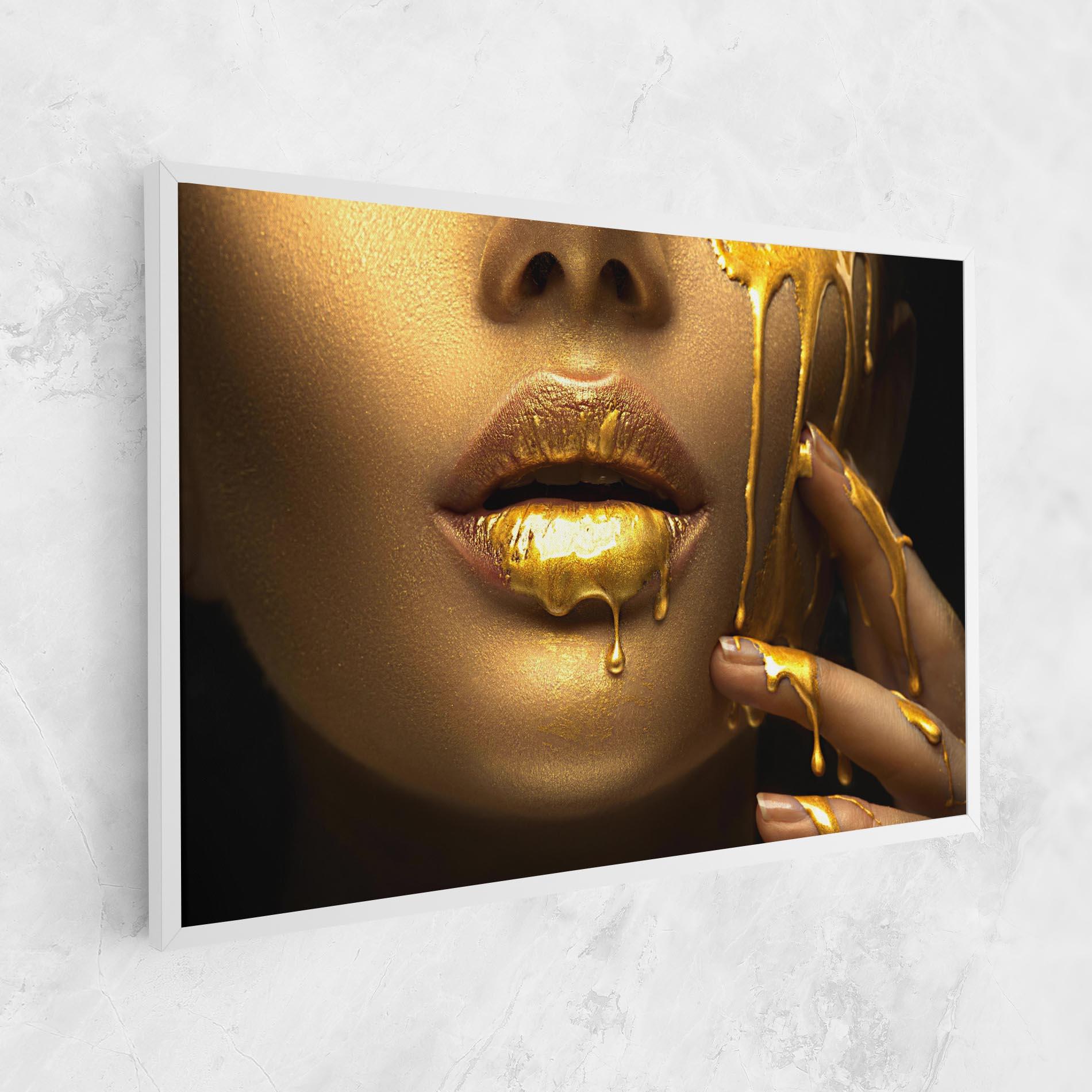 Leinwandbild Golden Lips mockup 1
