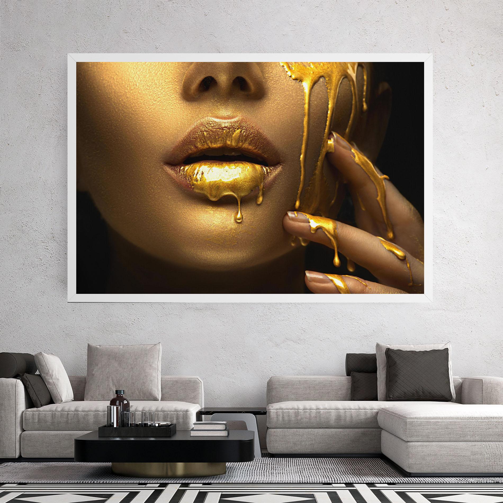 Leinwandbild Golden Lips mockup 2