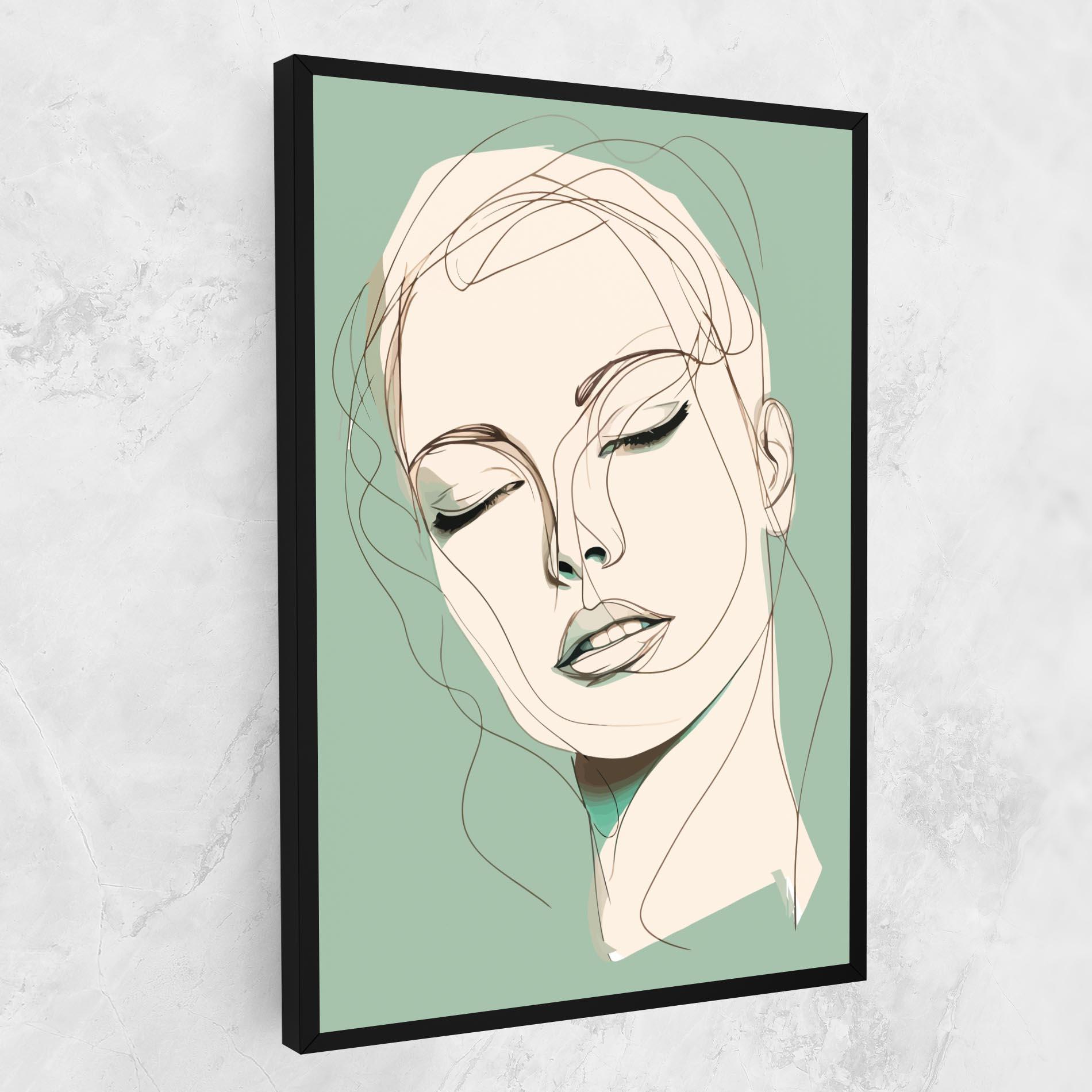Leinwandbild Green White Face mockup 1
