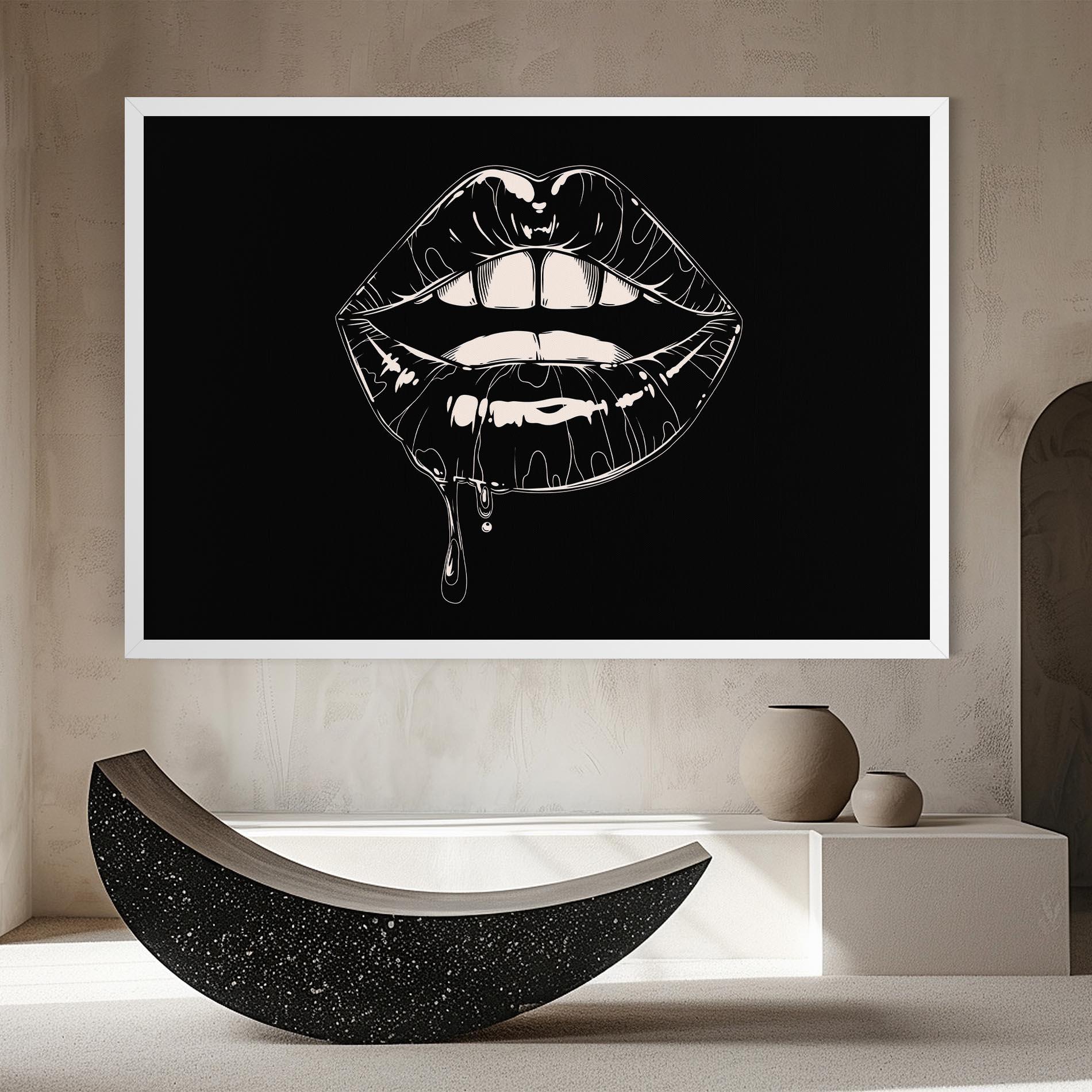 Leinwandbild Open Lips On Black mockup 8