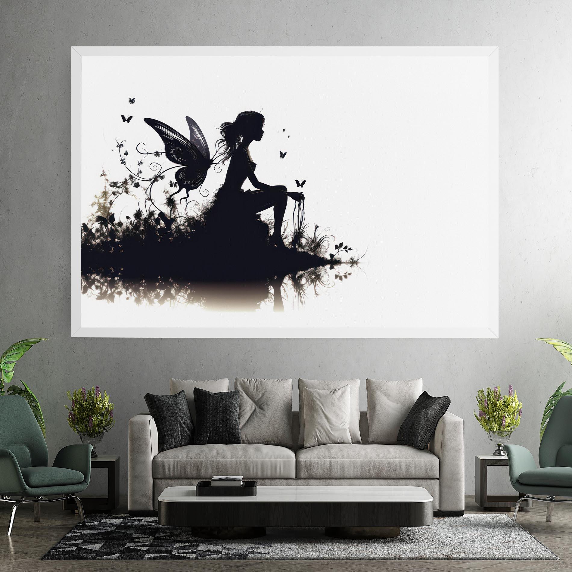 Leinwandbild Butterfly Woman Shilouette mockup 7