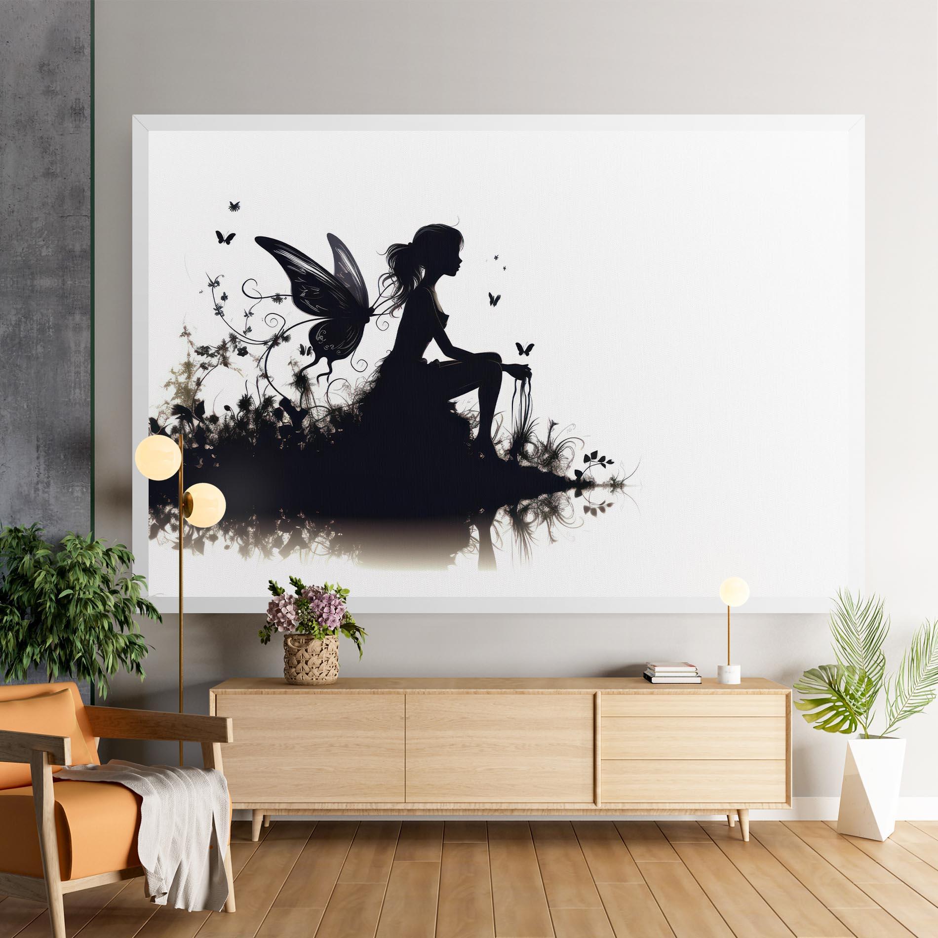 Leinwandbild Butterfly Woman Shilouette mockup 9