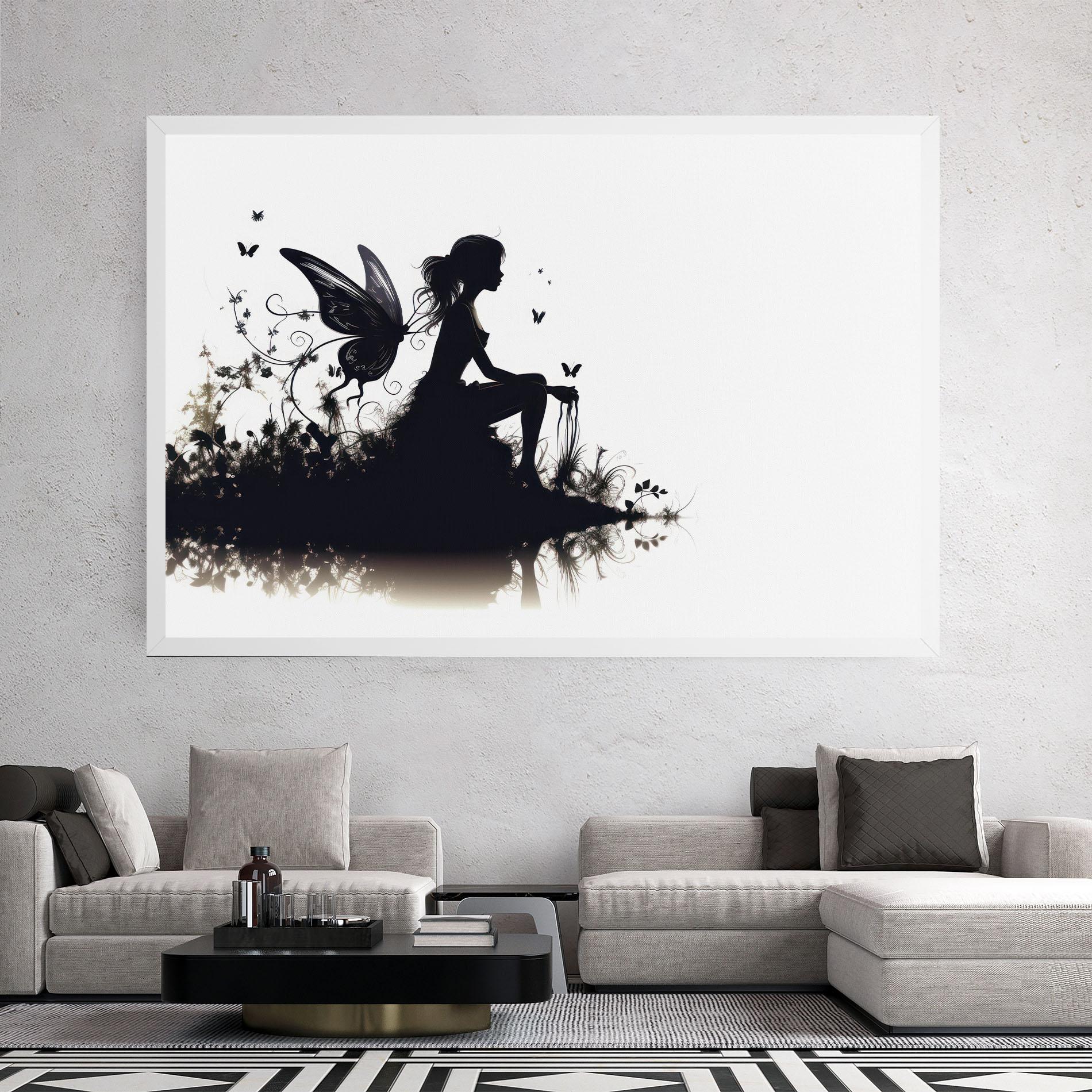 Leinwandbild Butterfly Woman Shilouette mockup 2