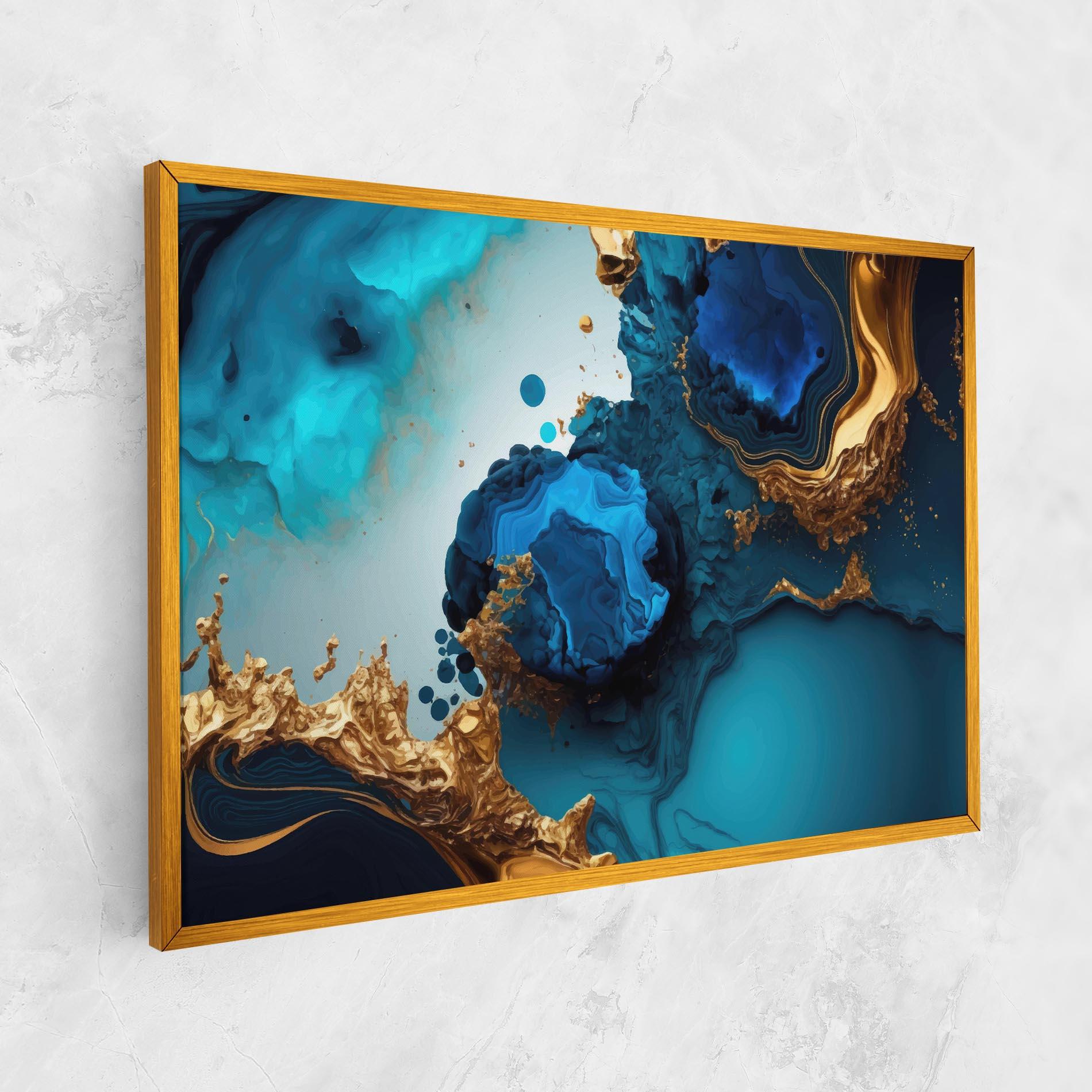 Leinwandbild Blue Gold Wave mockup 1