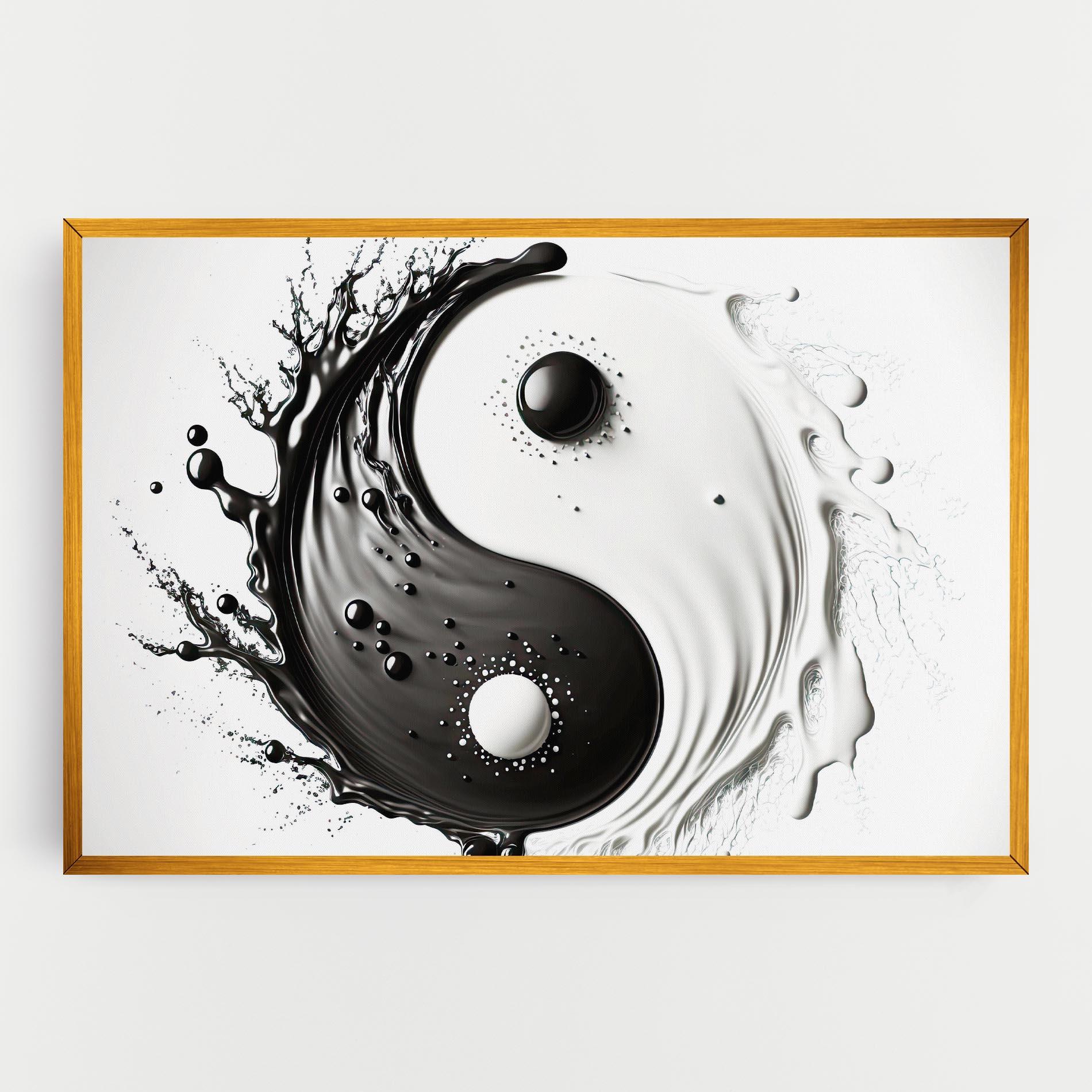 Leinwandbild Black Liquid Yinyang mockup 0