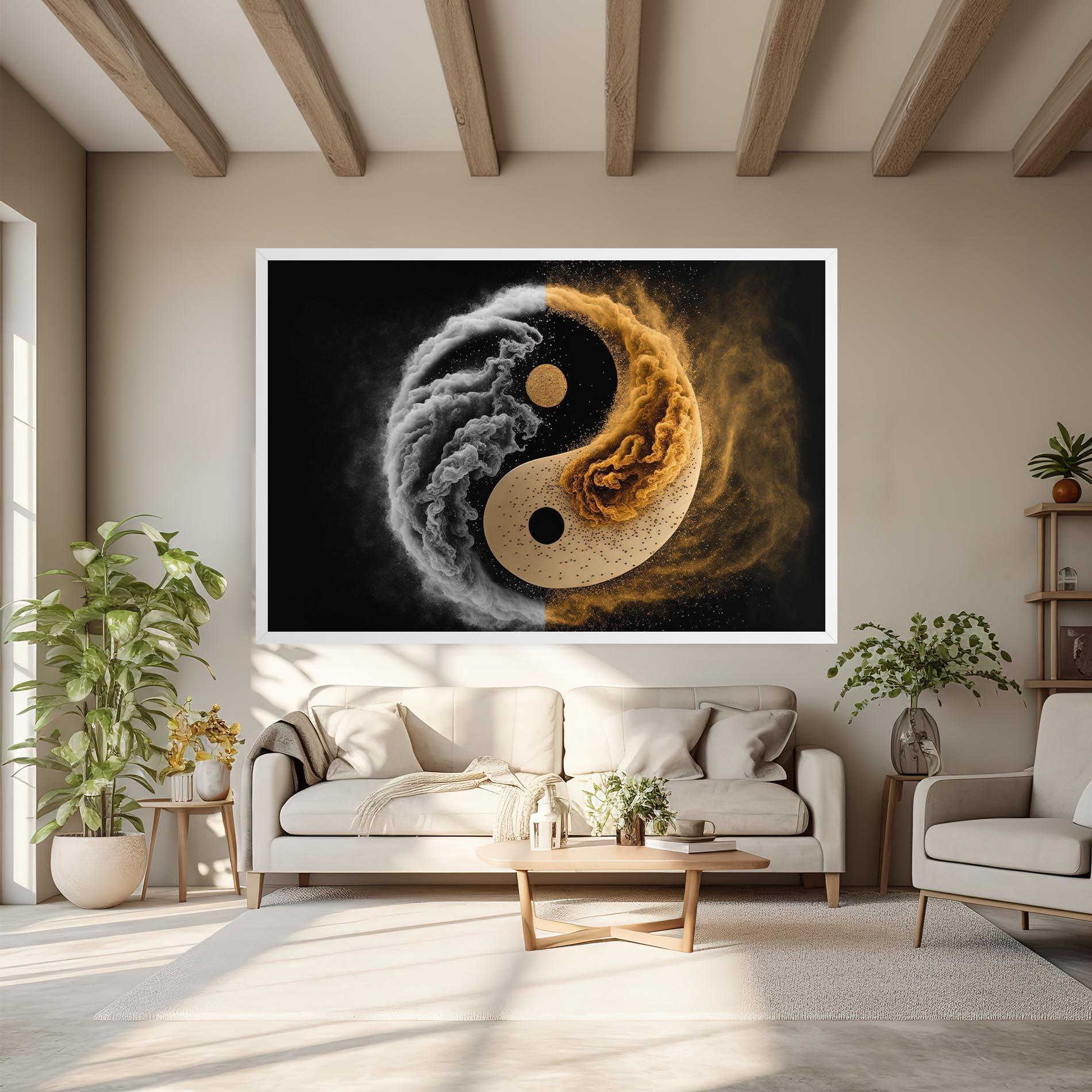 Leinwandbild Cream Smoke Yinyang mockup 6