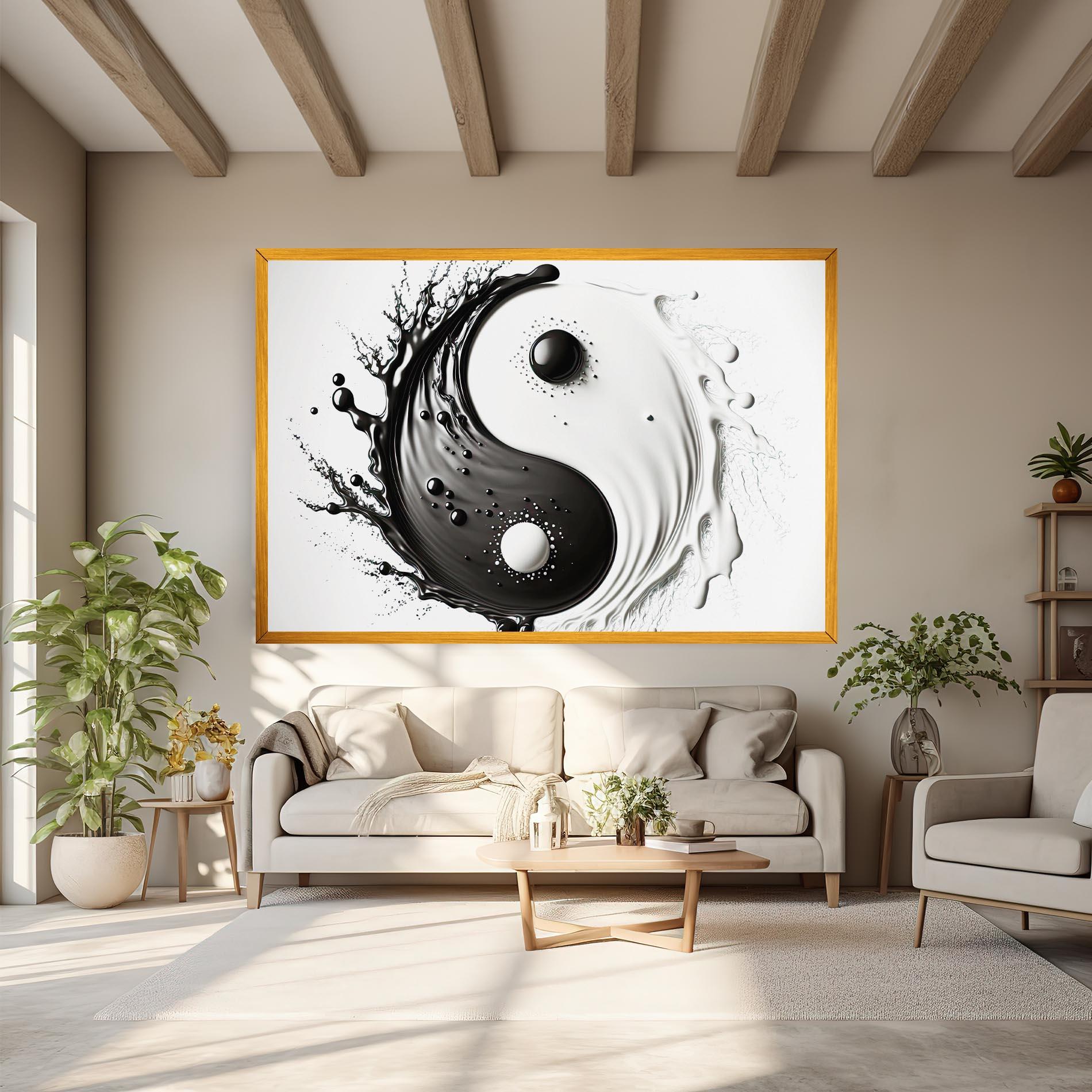 Leinwandbild Black Liquid Yinyang mockup 6