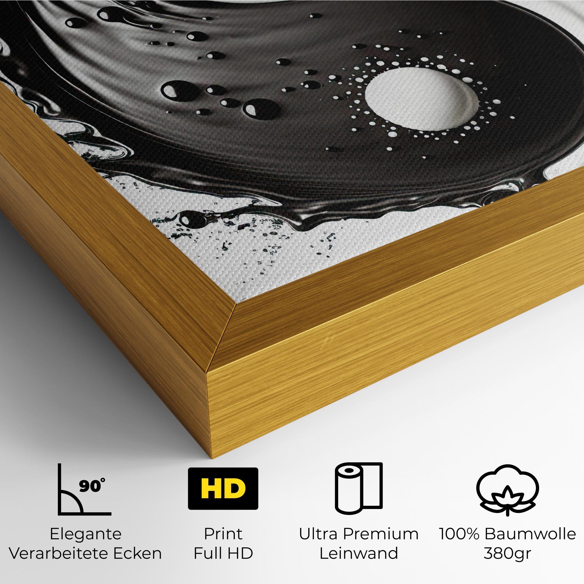 Leinwandbild Black Liquid Yinyang mockup 4