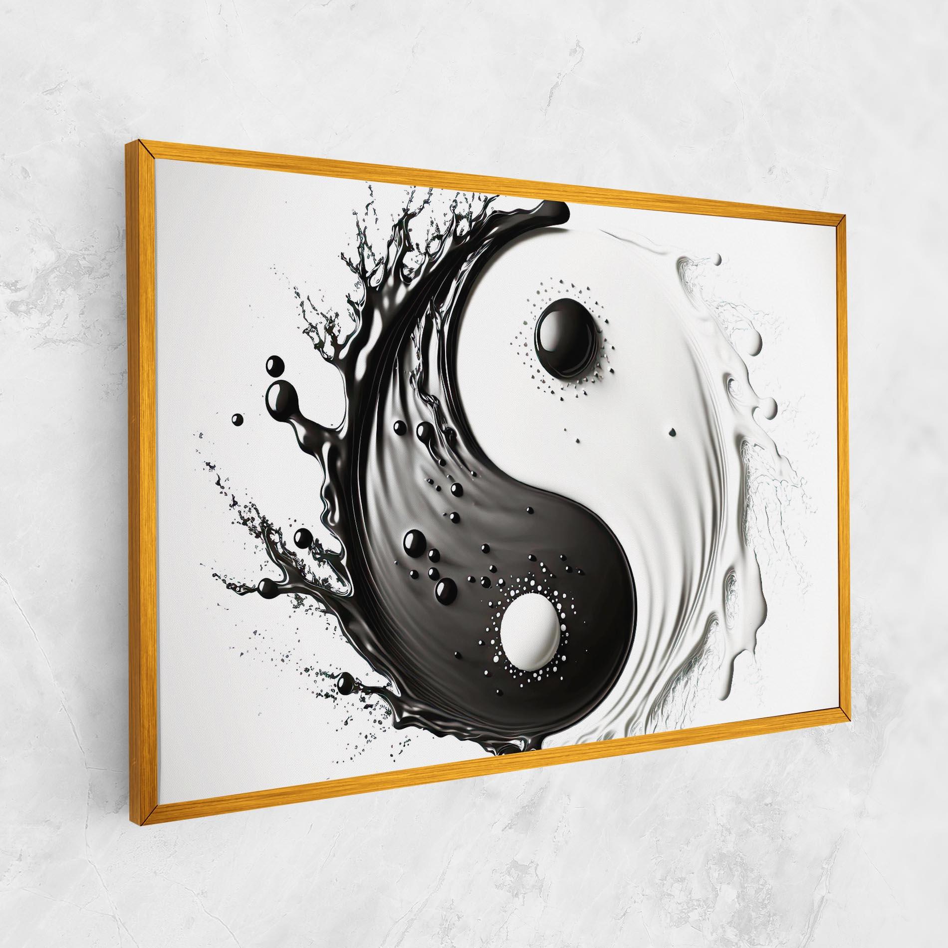Leinwandbild Black Liquid Yinyang mockup 1