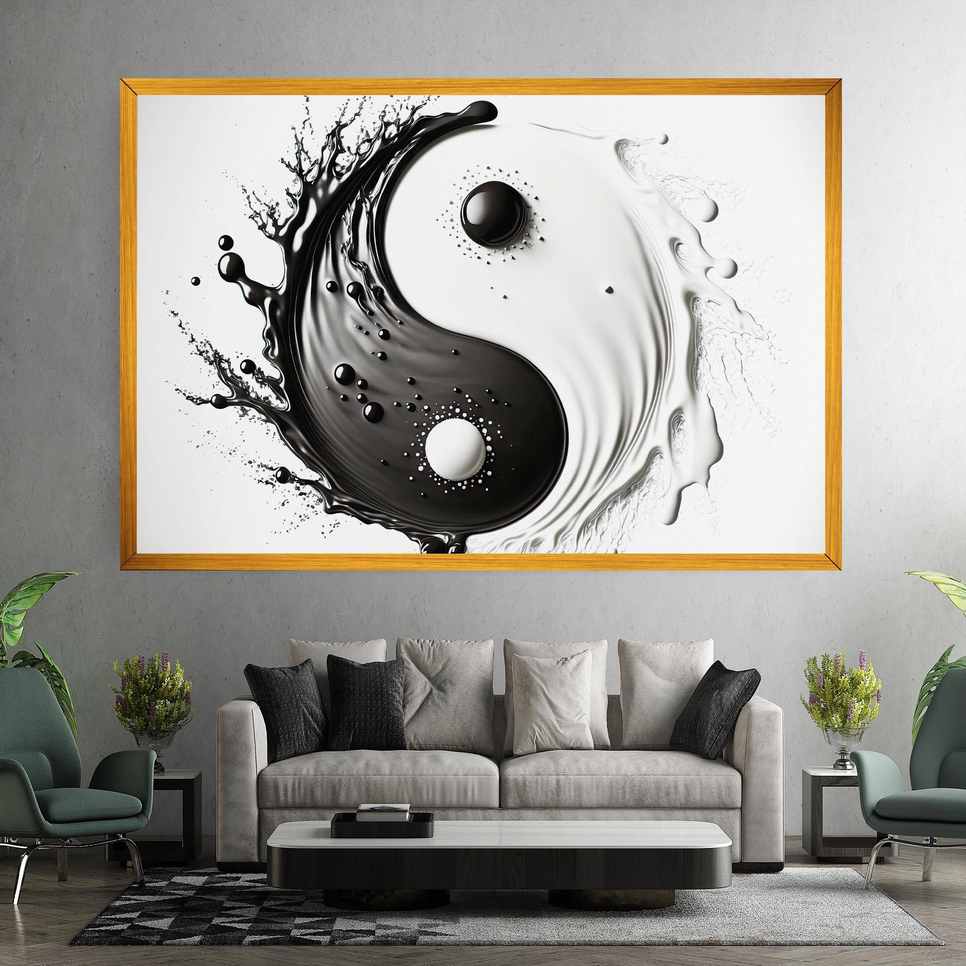 Leinwandbild Black Liquid Yinyang mockup 7
