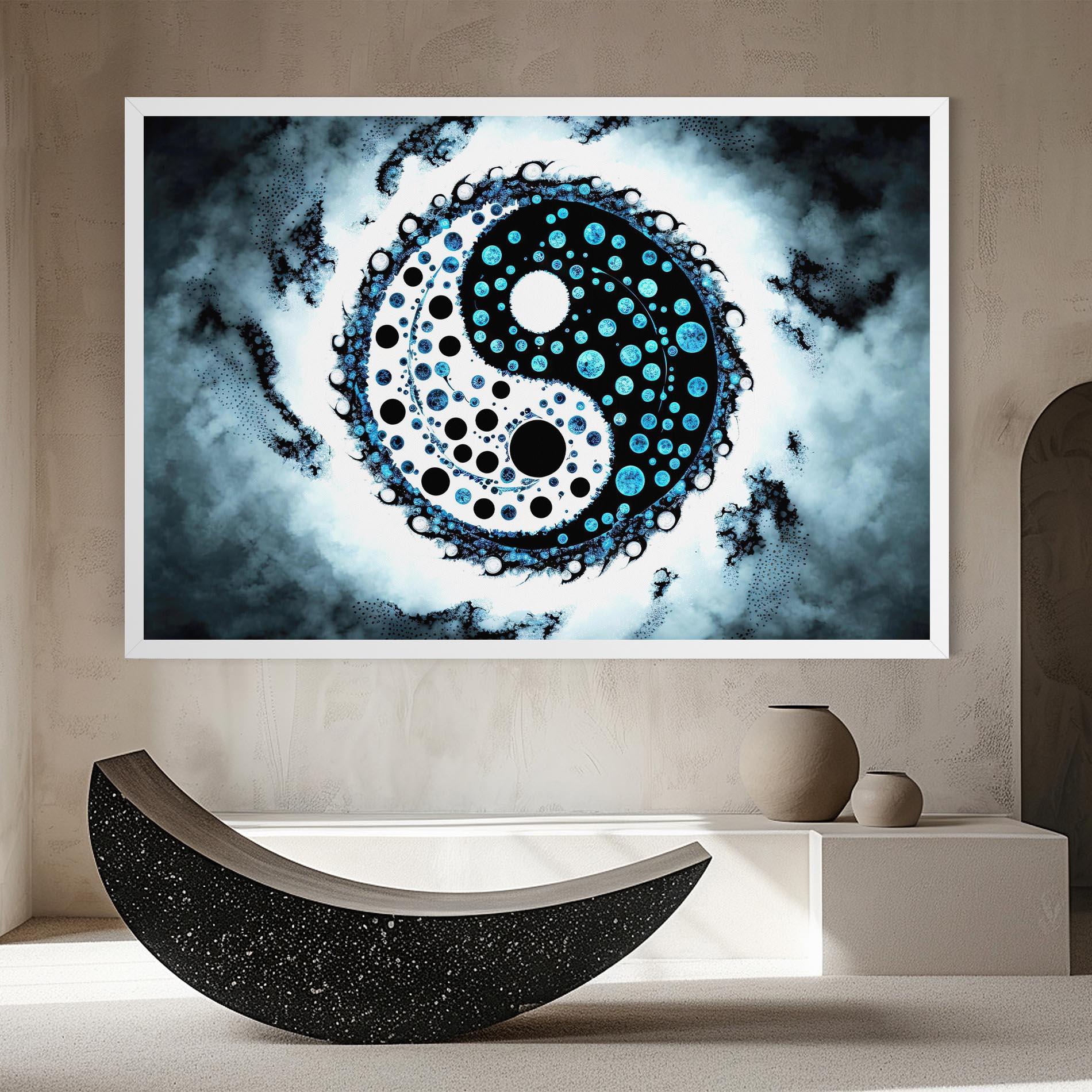 Leinwandbild Blue White Yinyang mockup 8