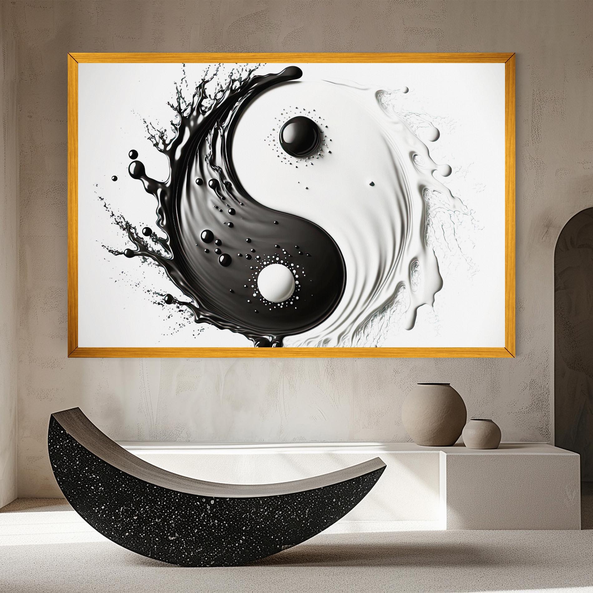 Leinwandbild Black Liquid Yinyang mockup 8