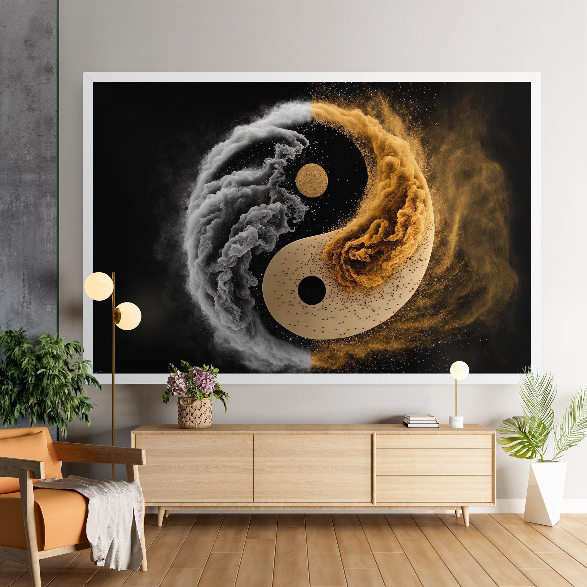 Leinwandbild Cream Smoke Yinyang mockup 9