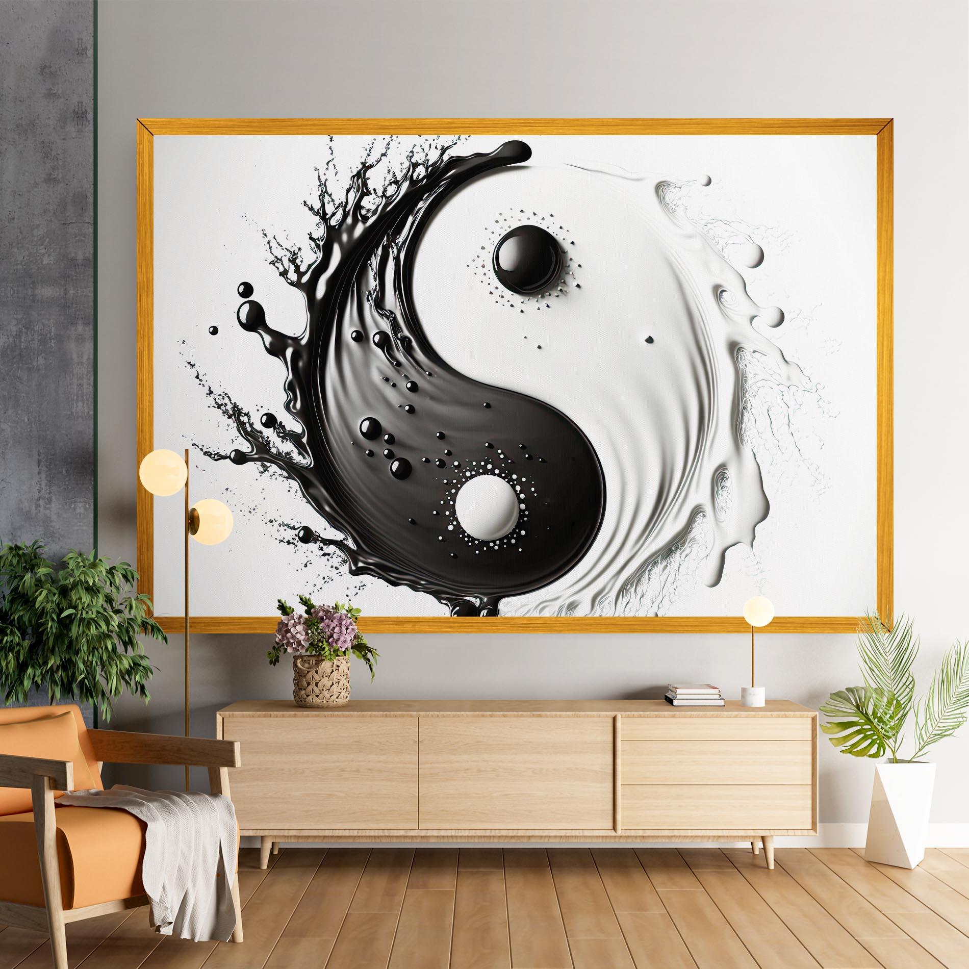 Leinwandbild Black Liquid Yinyang mockup 9
