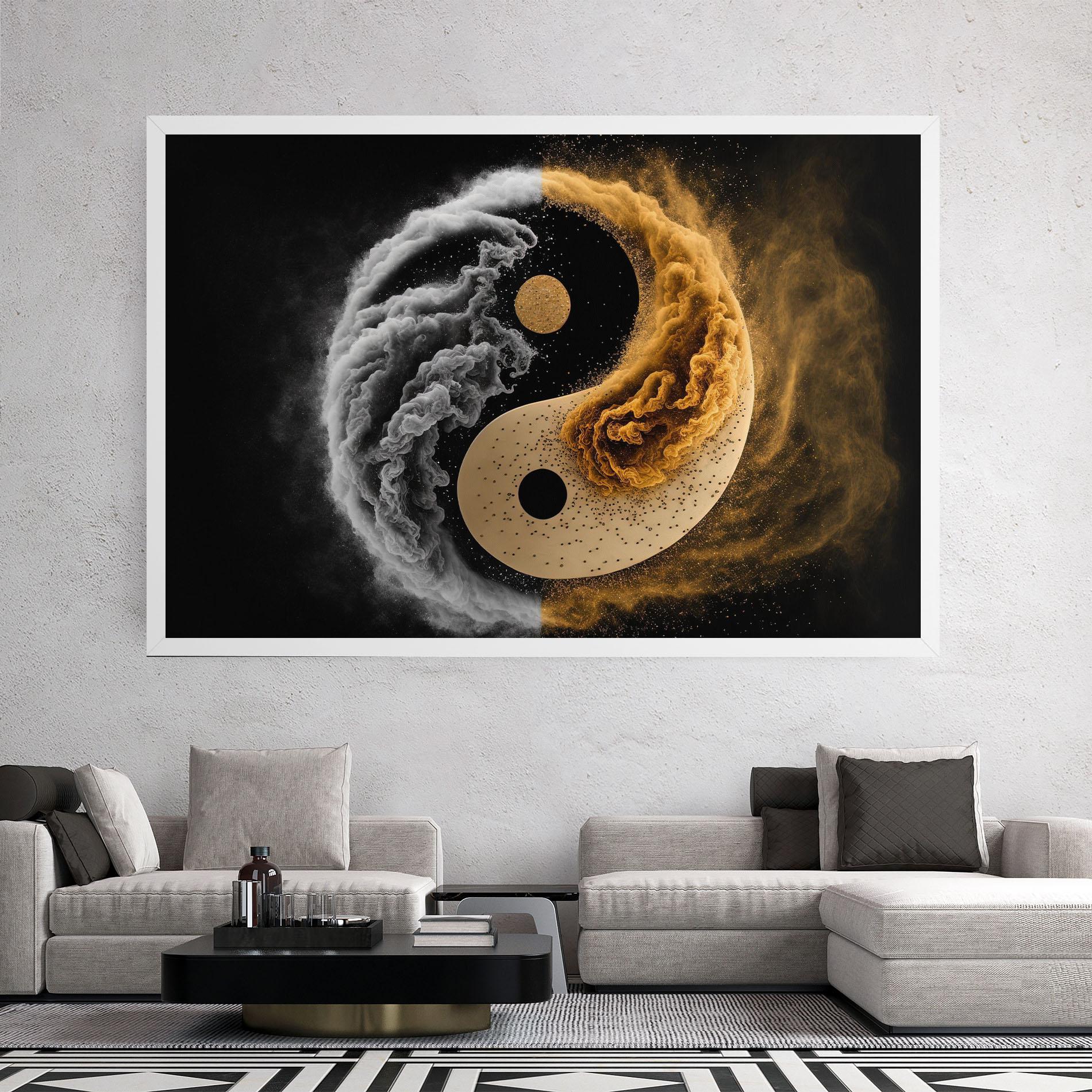 Leinwandbild Cream Smoke Yinyang mockup 2