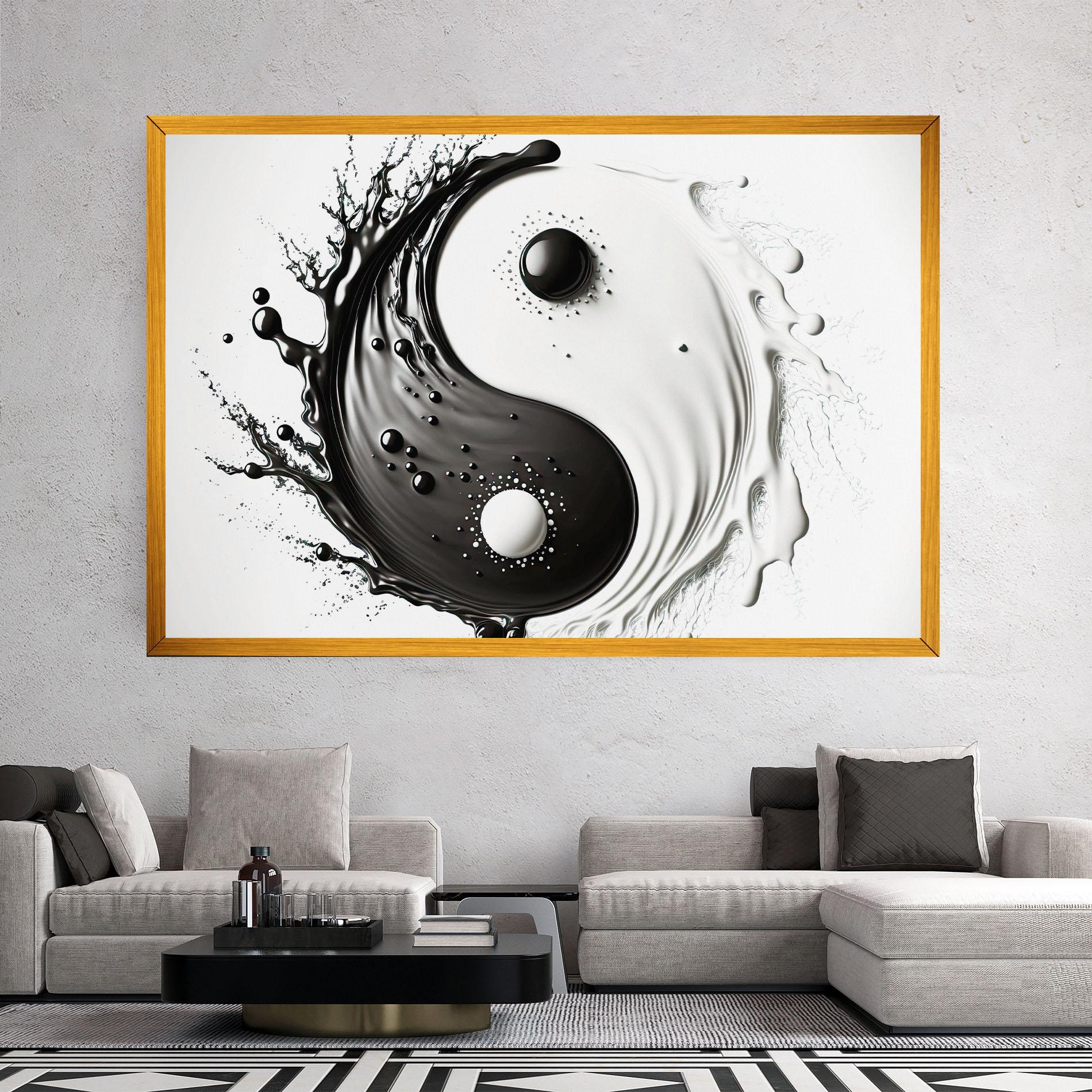 Leinwandbild Black Liquid Yinyang mockup 2