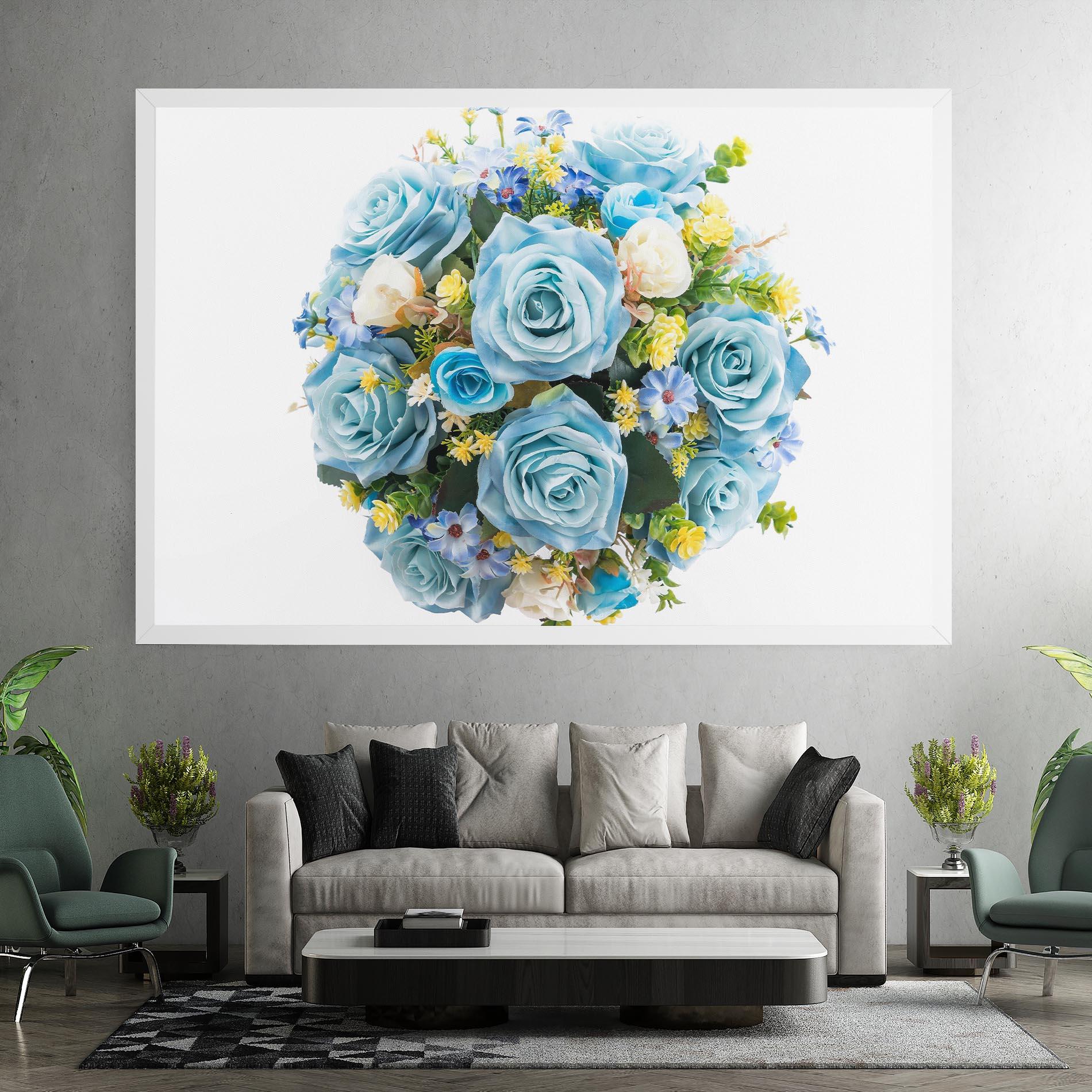Leinwandbild Blue Roses Bouquet mockup 7