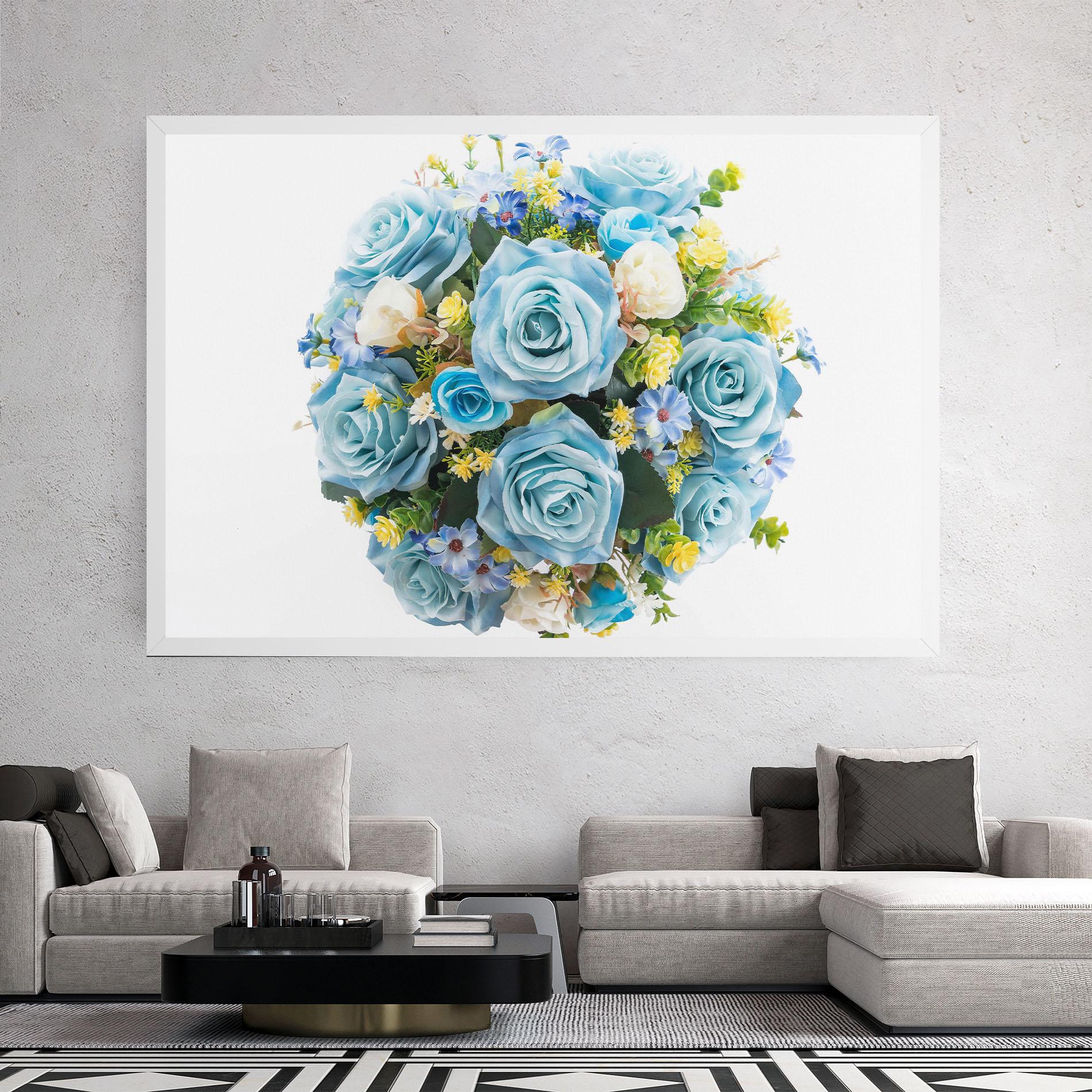 Leinwandbild Blue Roses Bouquet mockup 2