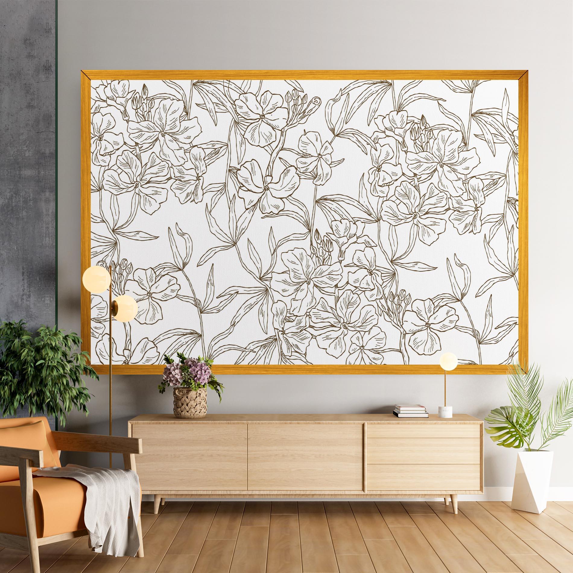 Leinwandbild Flower Brown Line mockup 9