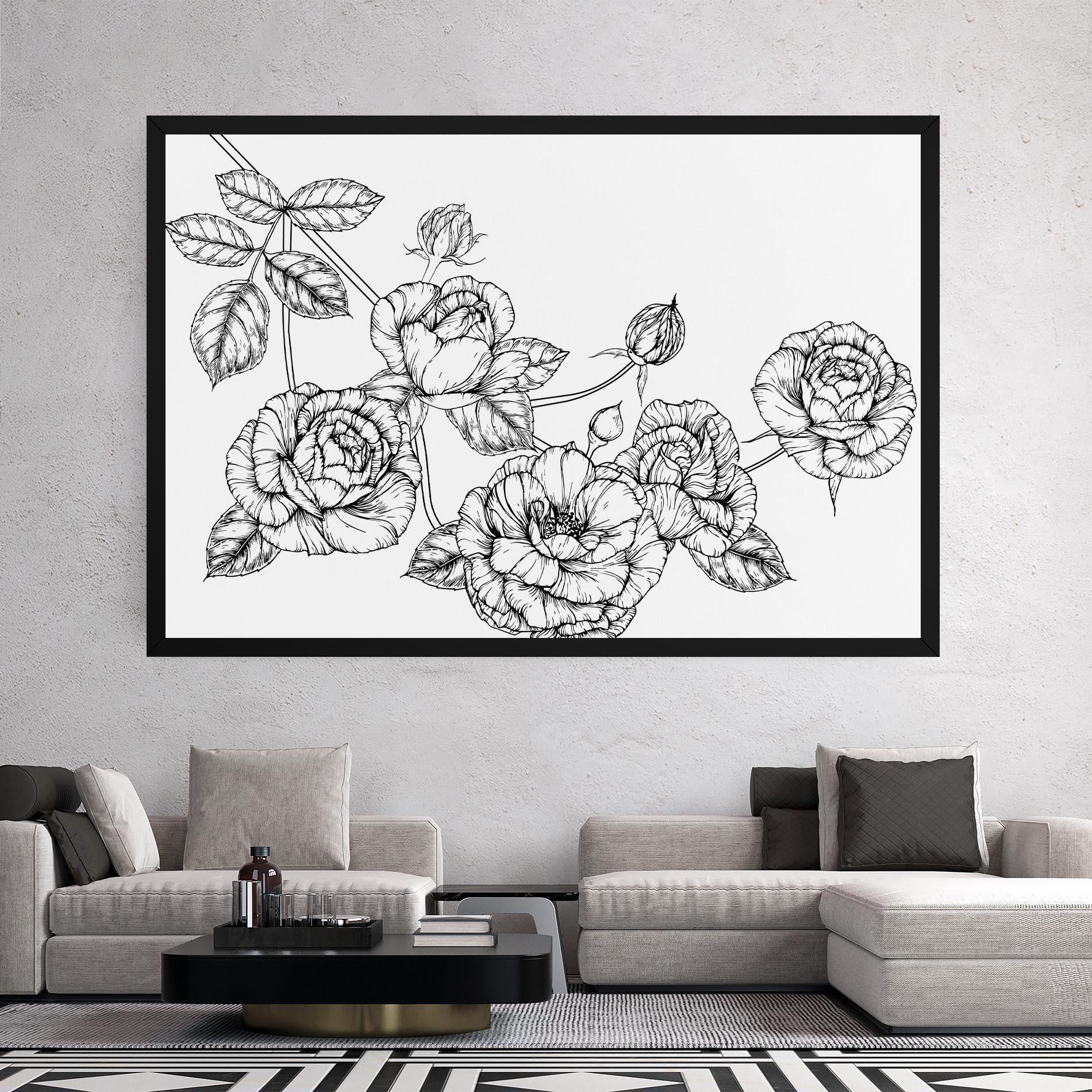 Leinwandbild Big Roses Line mockup 2