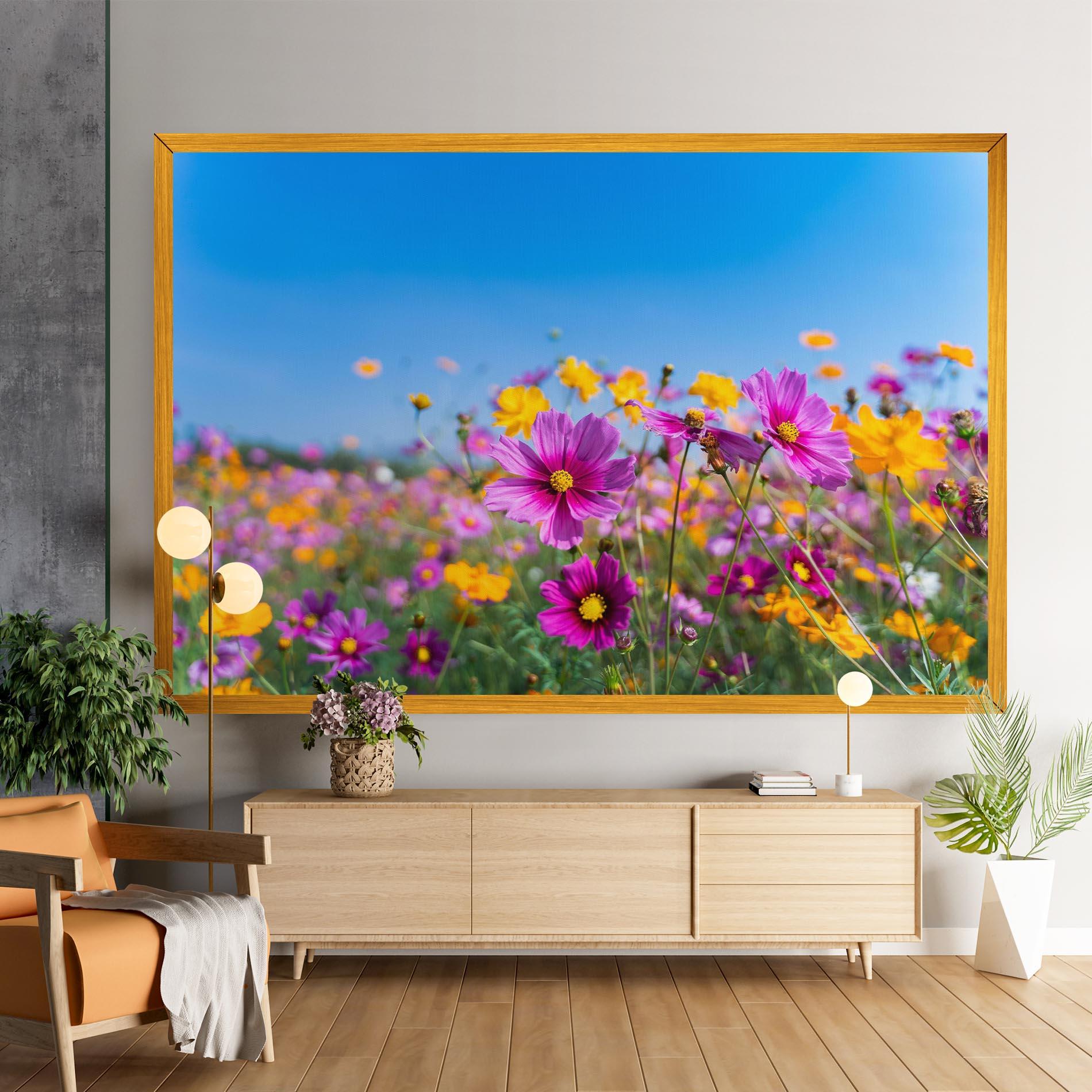 Leinwandbild Cosmos Flowers Grassland mockup 9