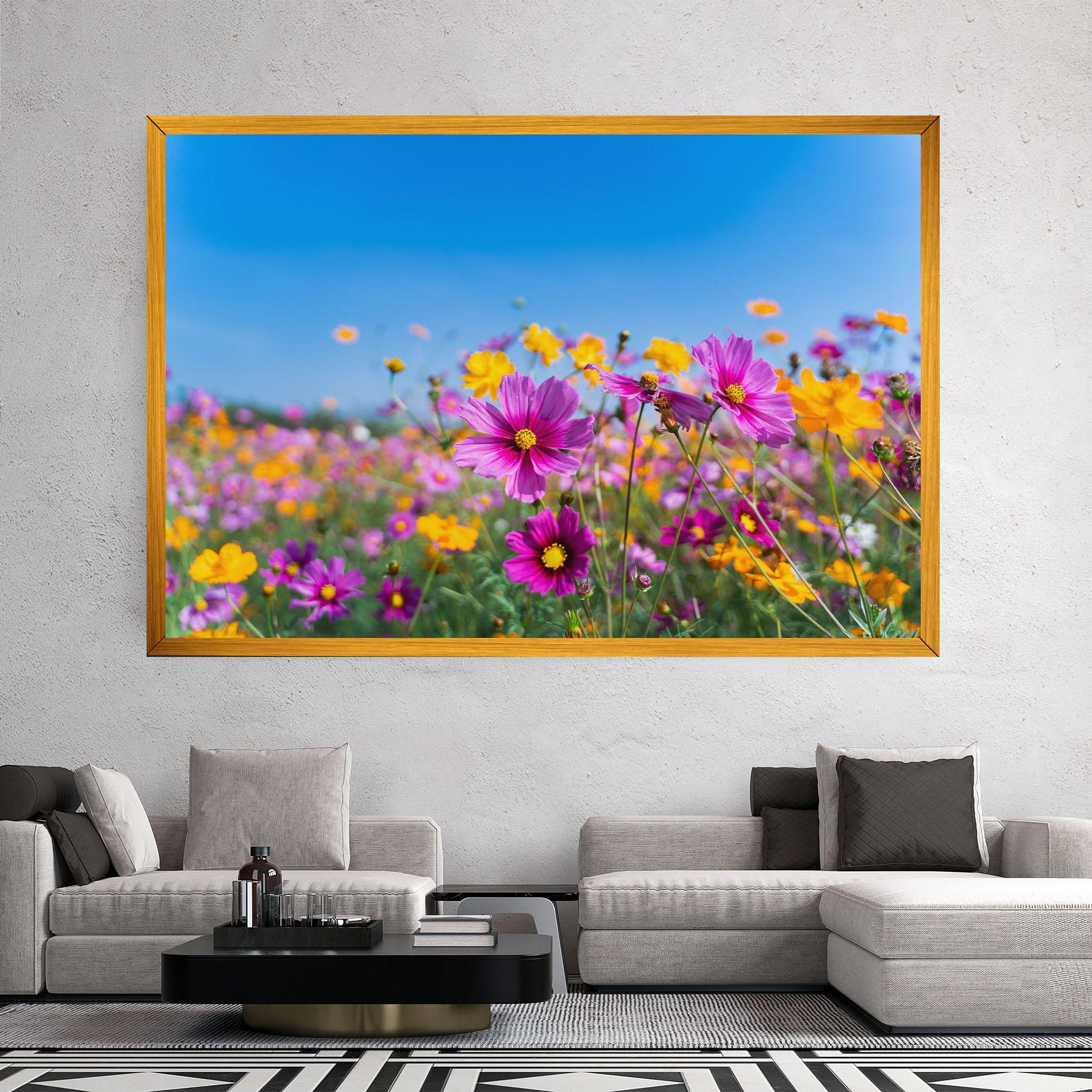 Leinwandbild Cosmos Flowers Grassland mockup 2