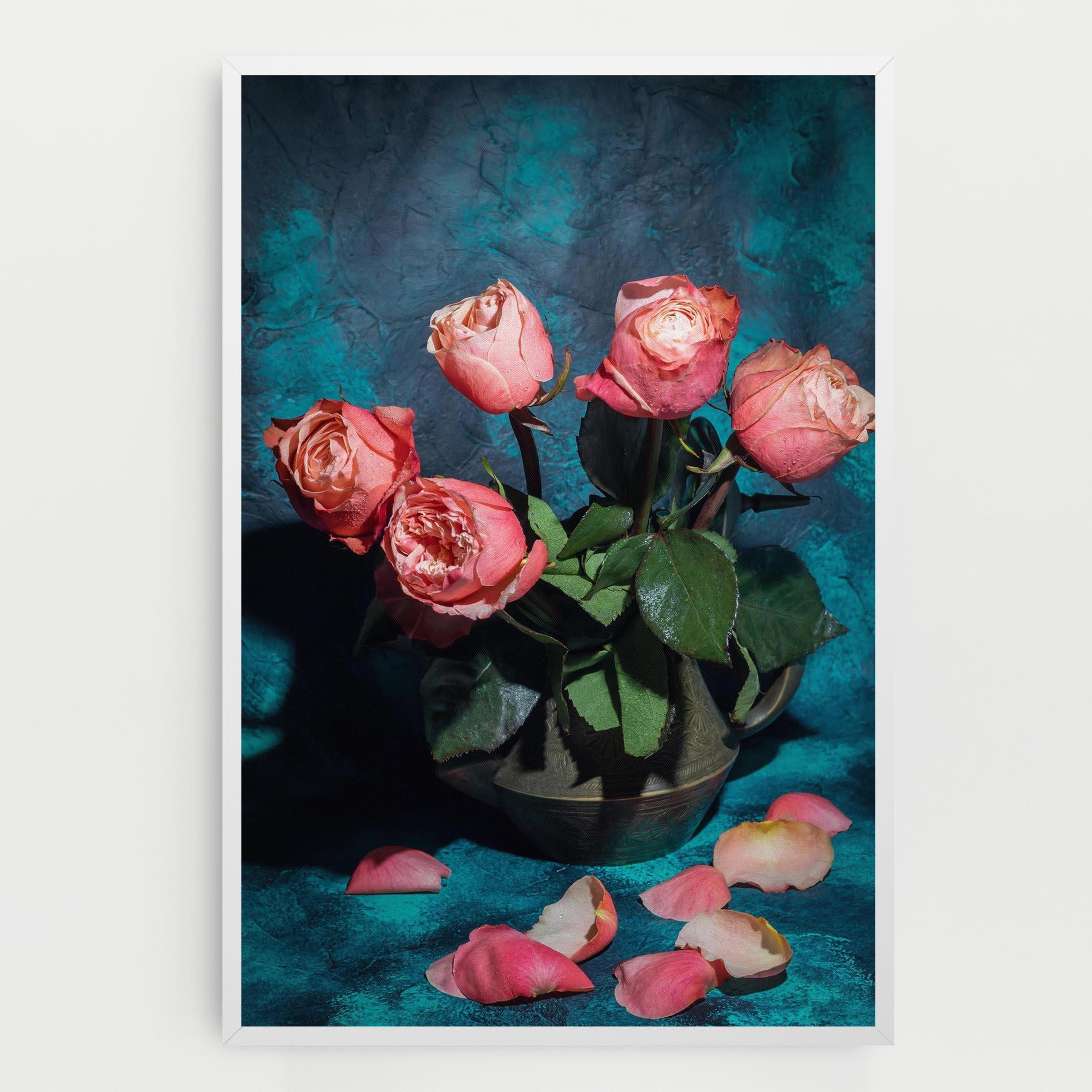Leinwandbild Bouquet Roses Vase mockup 0