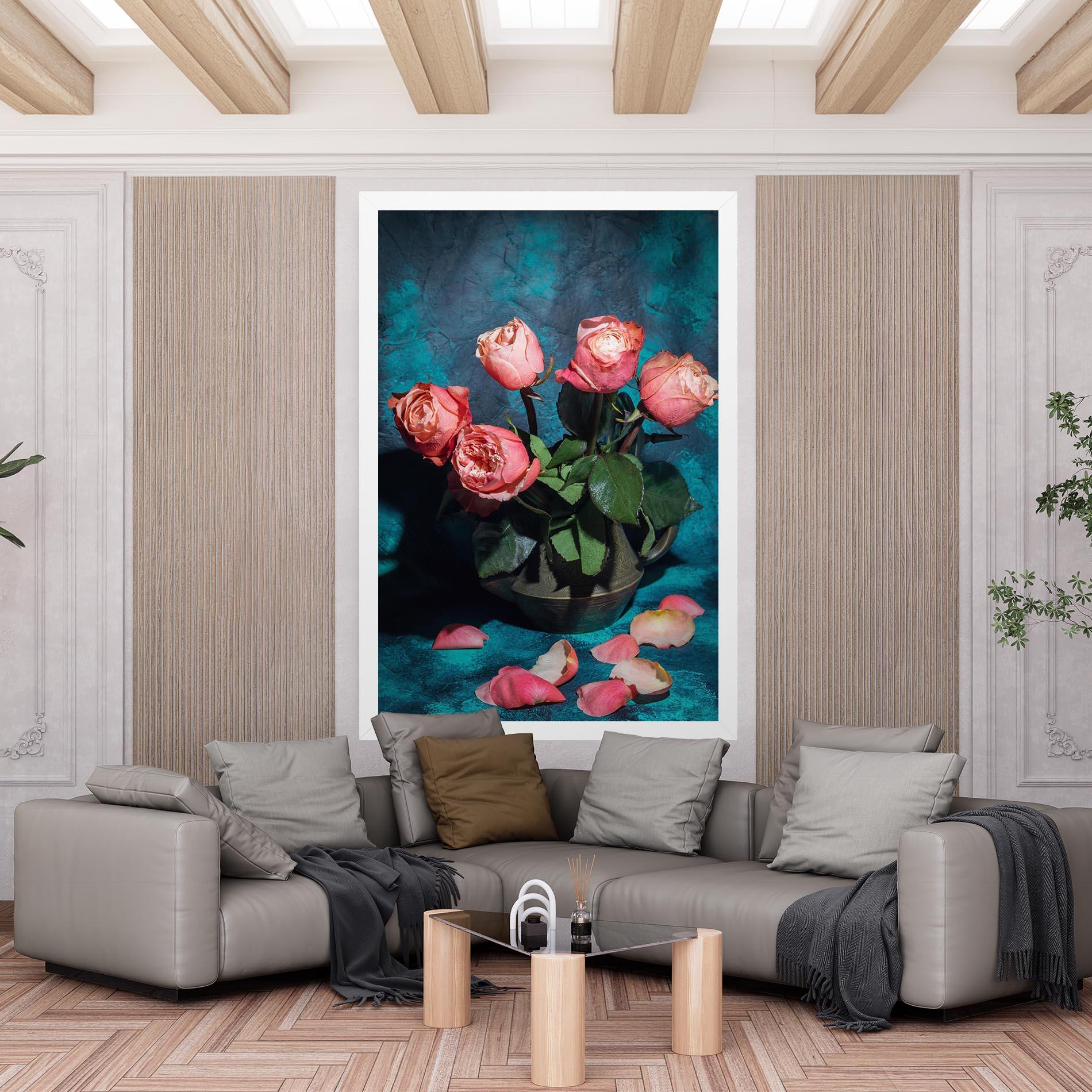Leinwandbild Bouquet Roses Vase mockup 6