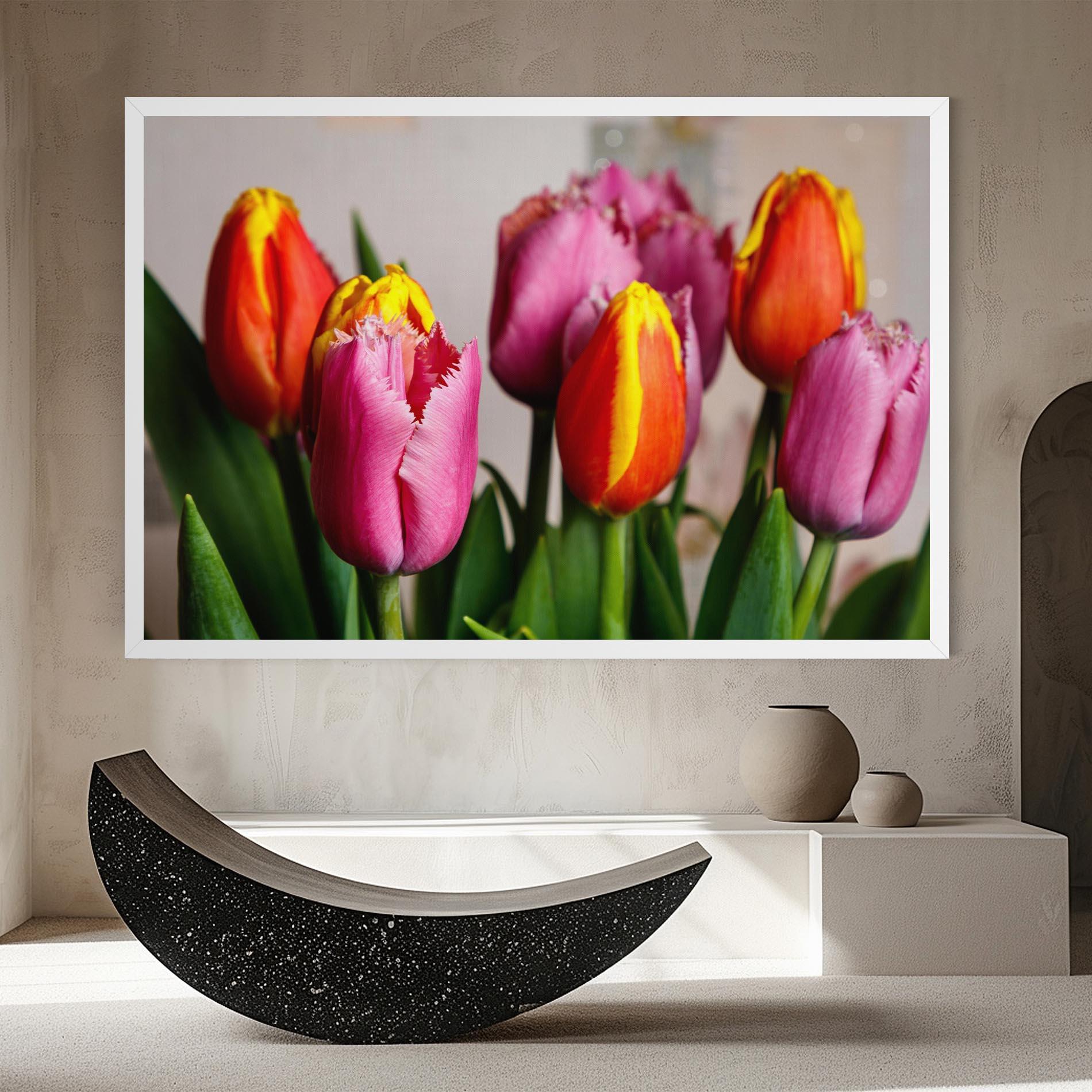 Leinwandbild Pink Orange Tulips mockup 8