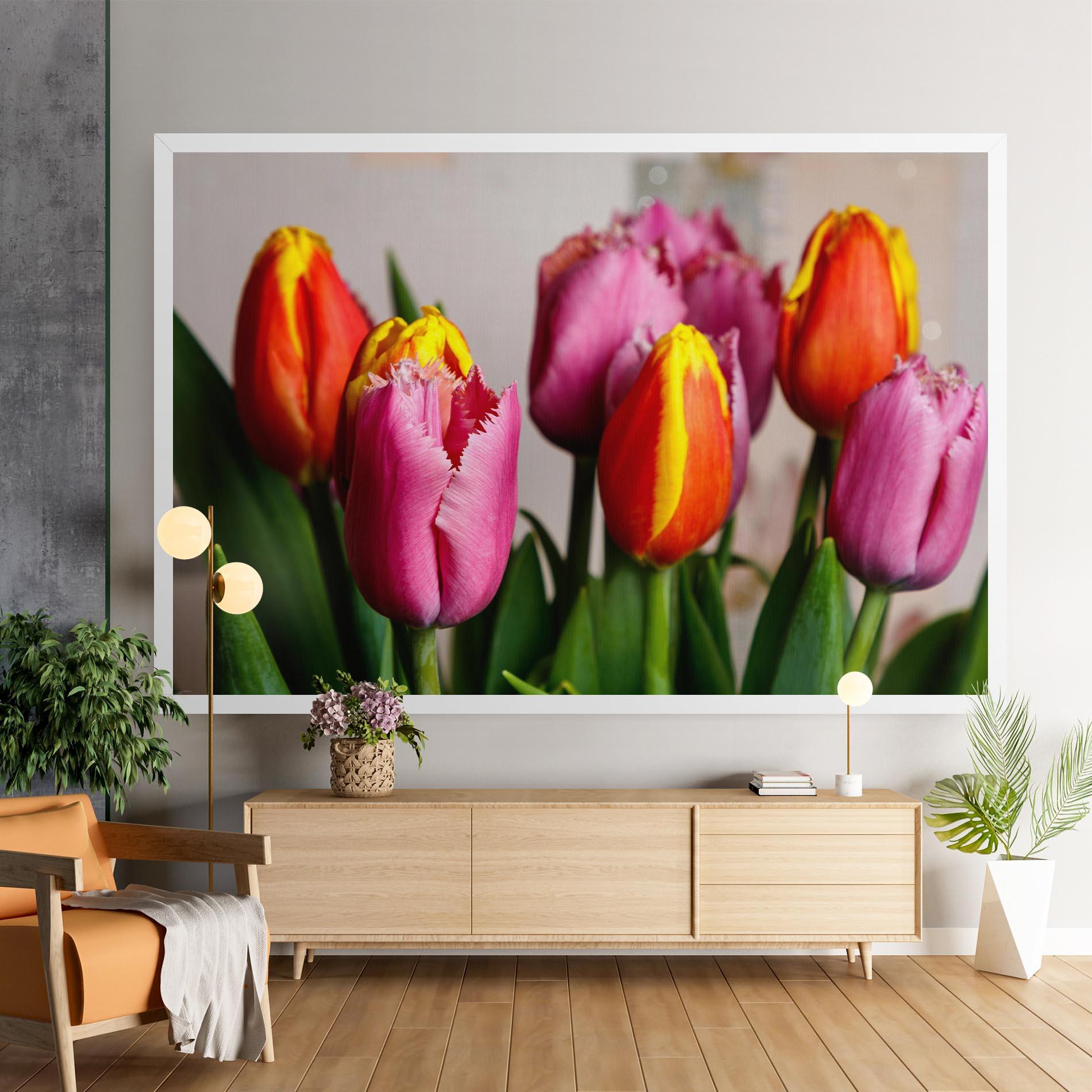 Leinwandbild Pink Orange Tulips mockup 9