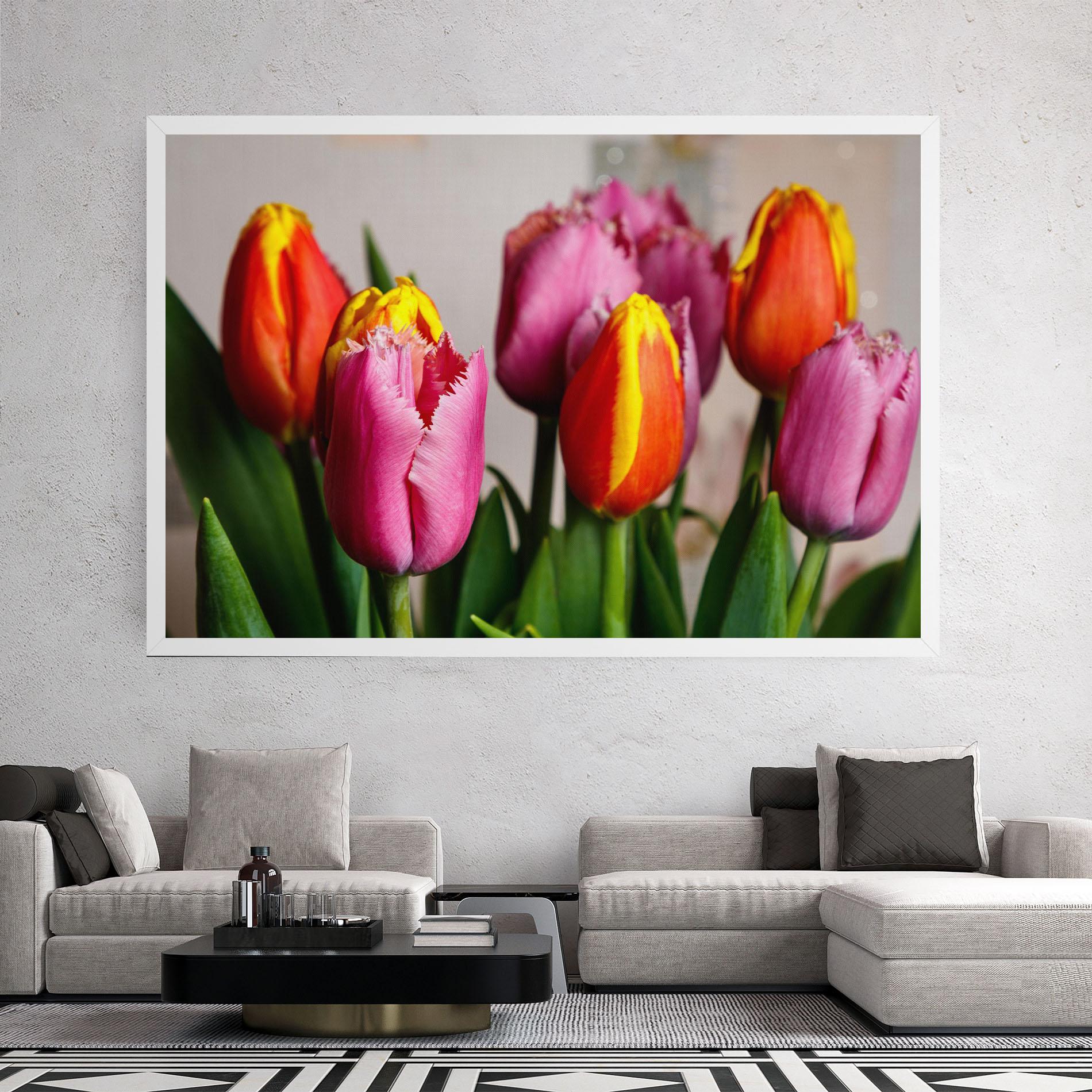 Leinwandbild Pink Orange Tulips mockup 2