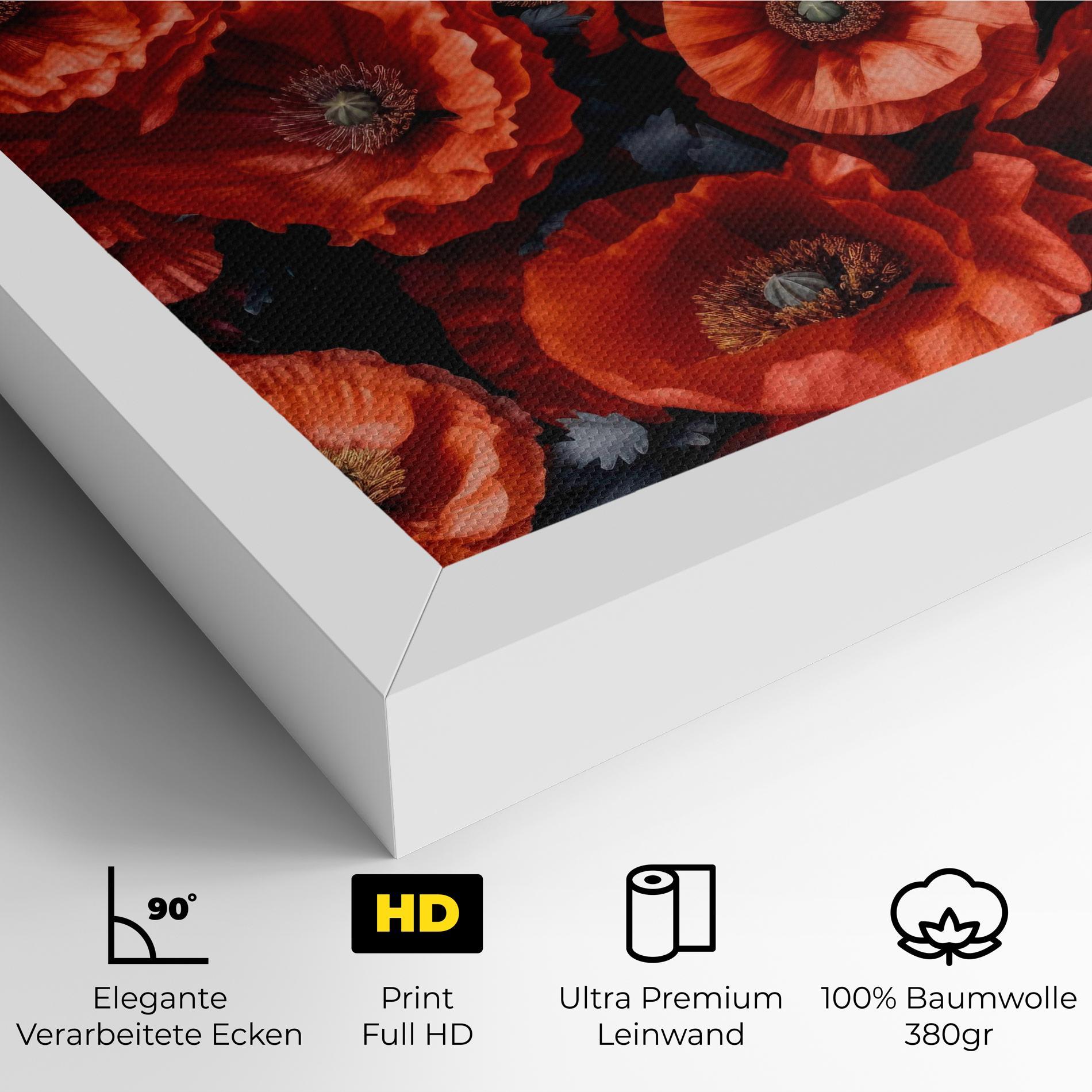 Leinwandbild Black Red Poppies mockup 4