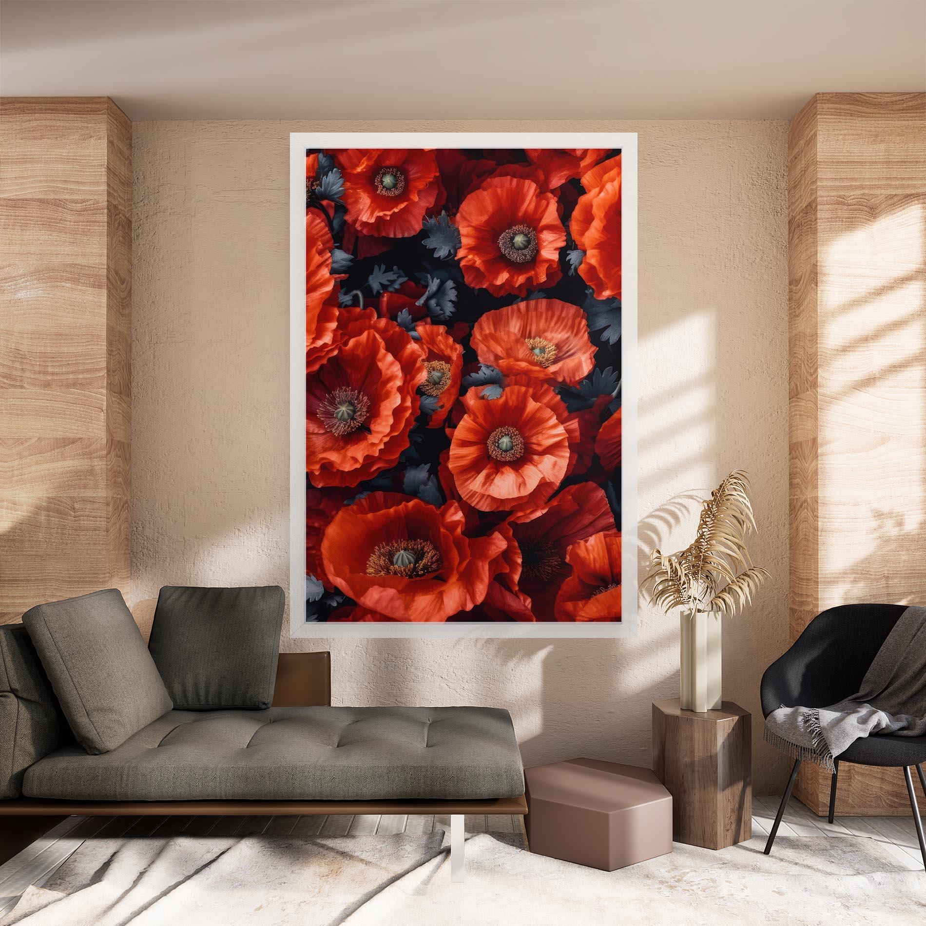 Leinwandbild Black Red Poppies mockup 8