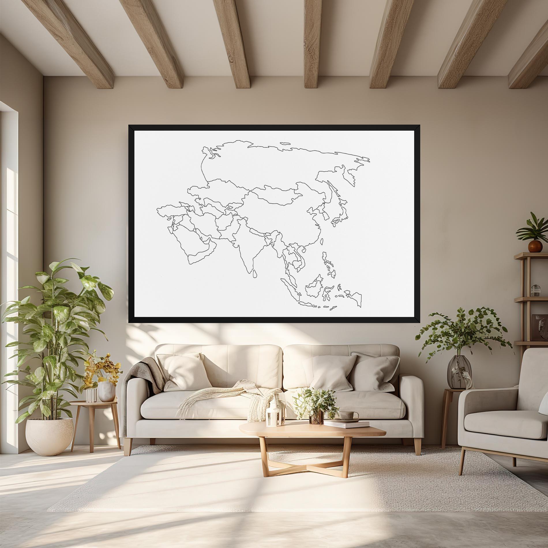 Leinwandbild Asia Map Line mockup 6