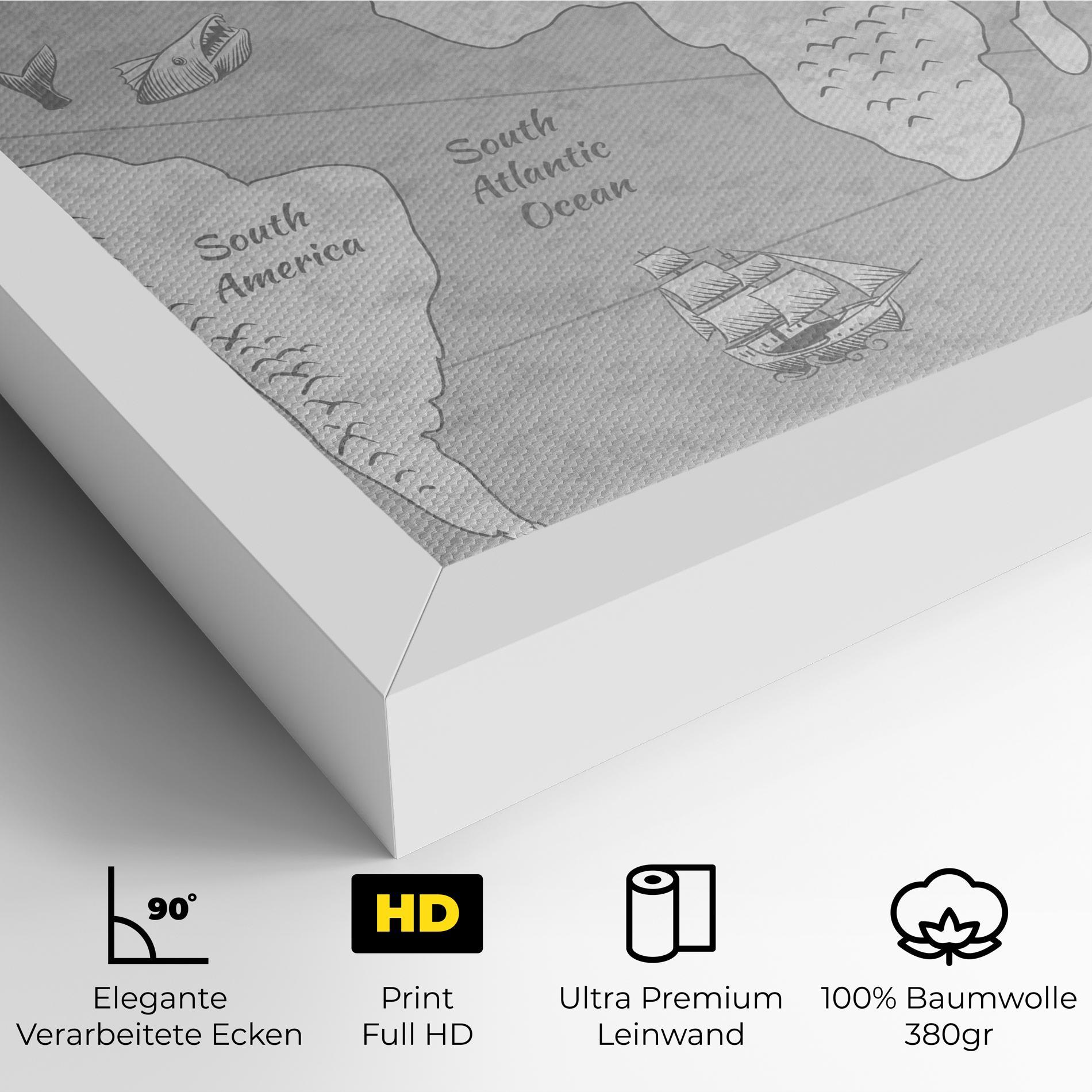 Leinwandbild Grey Old Map mockup 4