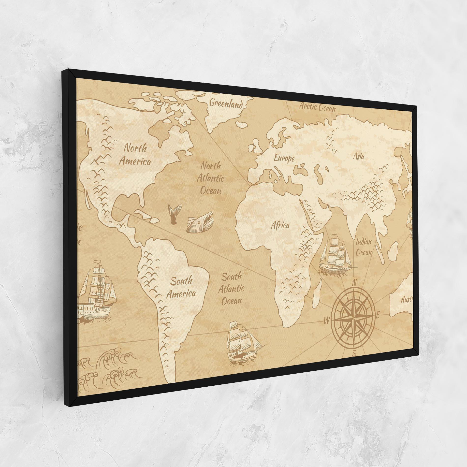 Leinwandbild Old Continents Map mockup 1